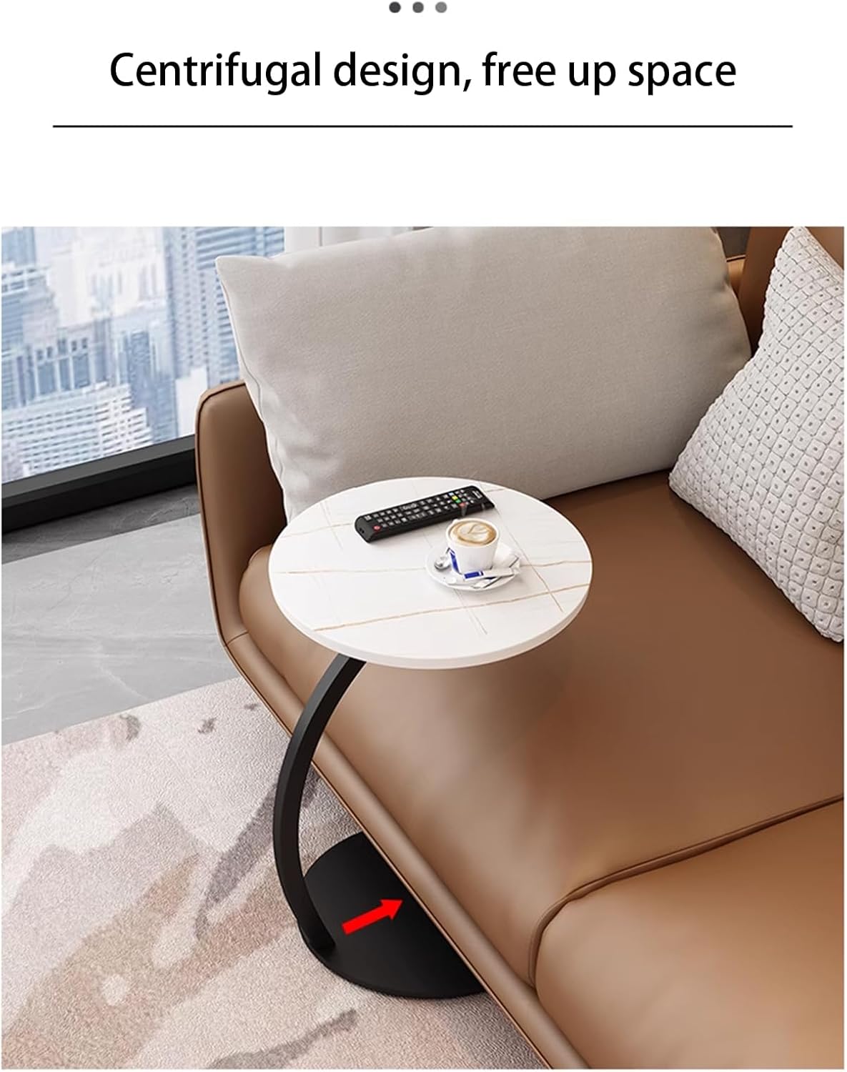 HASMI Mesa auxiliar funky, mesa auxiliar para sofá, mesa auxiliar en forma de C para sofá, sofá y cama, mesa de escritorio grande en C para sala de