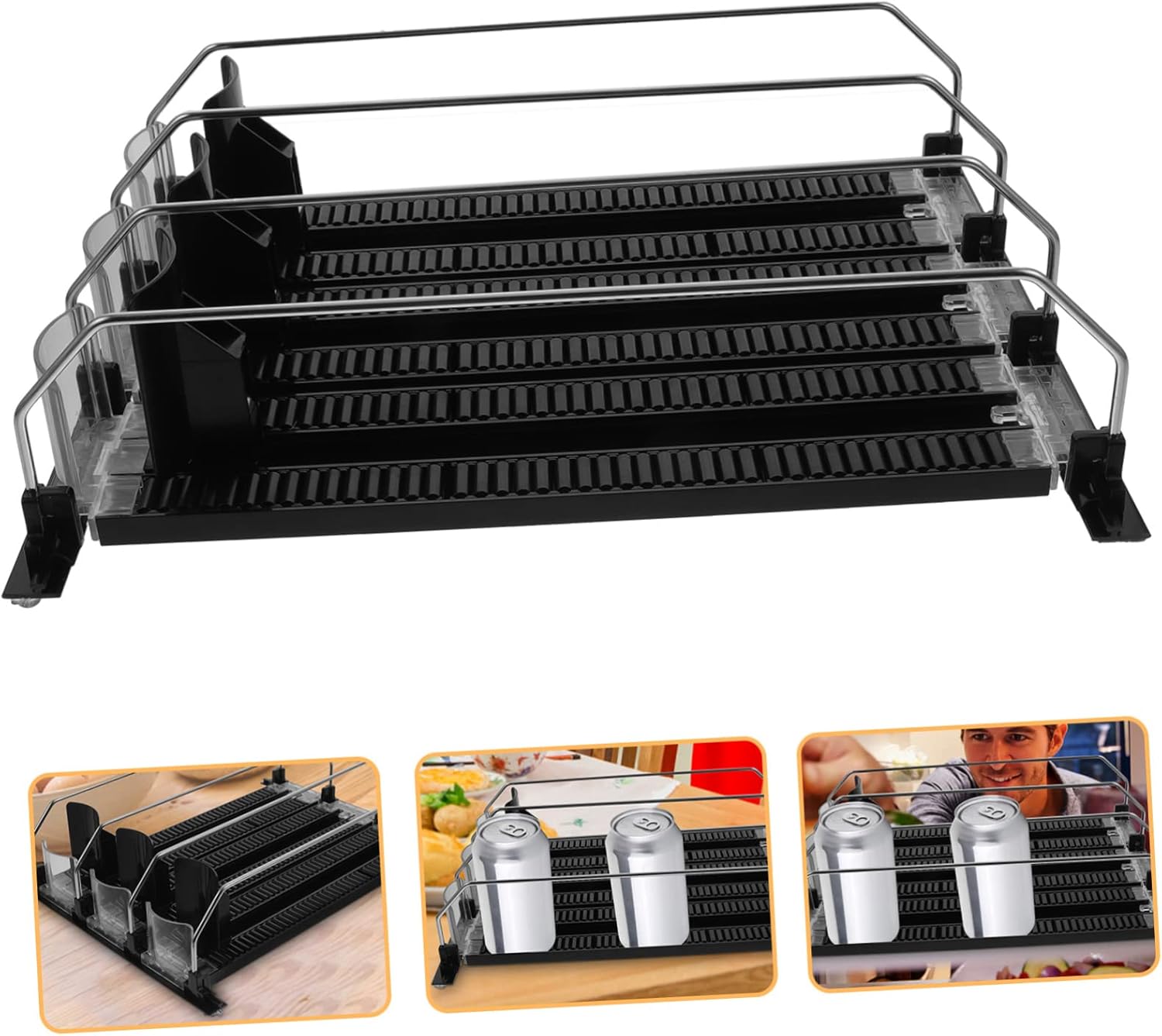 UPKOCH Dispensador automático de bebidas para nevera, mini refrigerador, organizador de botellas de agua para gabinete, empujador de bebidas,