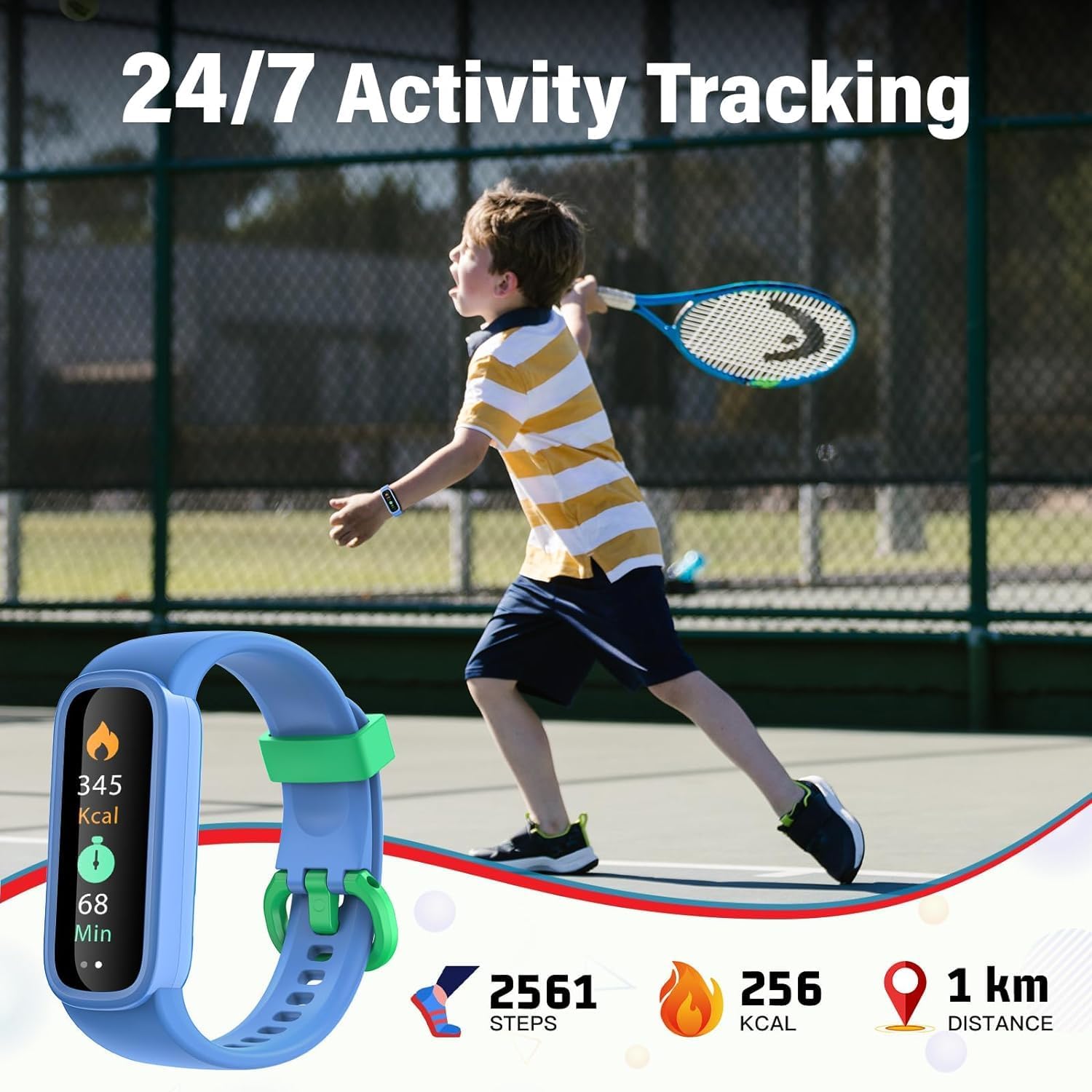 EURANS Rastreador de actividad física para niños, niñas y adolescentes, rastreador de actividad diario impermeable con monitor de frecuencia