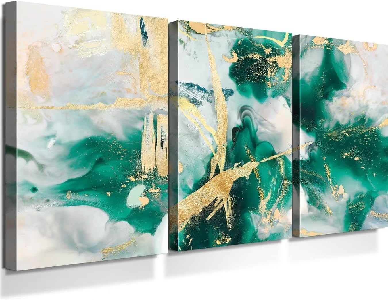 Arte de pared para sala de estar, lienzo grande, cuadros verdes, decoración de pared para dormitorio, obra de arte enmarcada para paredes, pinturas