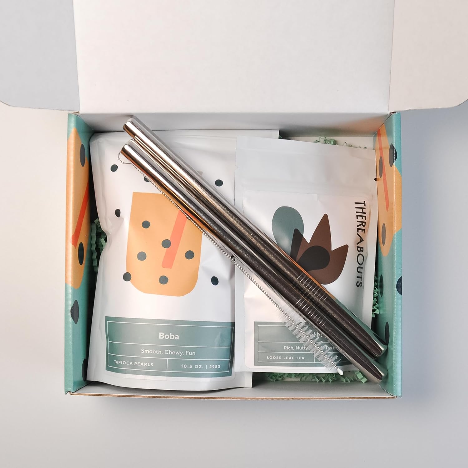ThereAbouts – Kit de té de burbujas, té de burbujas para bricolaje, leche real, perlas de tapioca, kit Boba, 8 porciones