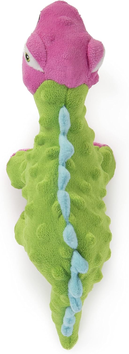 goDog Dinos Spike Squeaky – Juguete de peluche para perro, tecnología Chew Guard, verde, pequeño