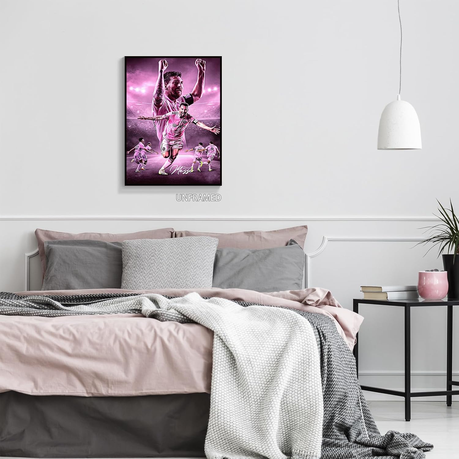 GUANKE Lionel – Póster de Messi de la superestrella del fútbol, pósteres de Messi para decoración de dormitorio de niños, arte de pared en lienzo de