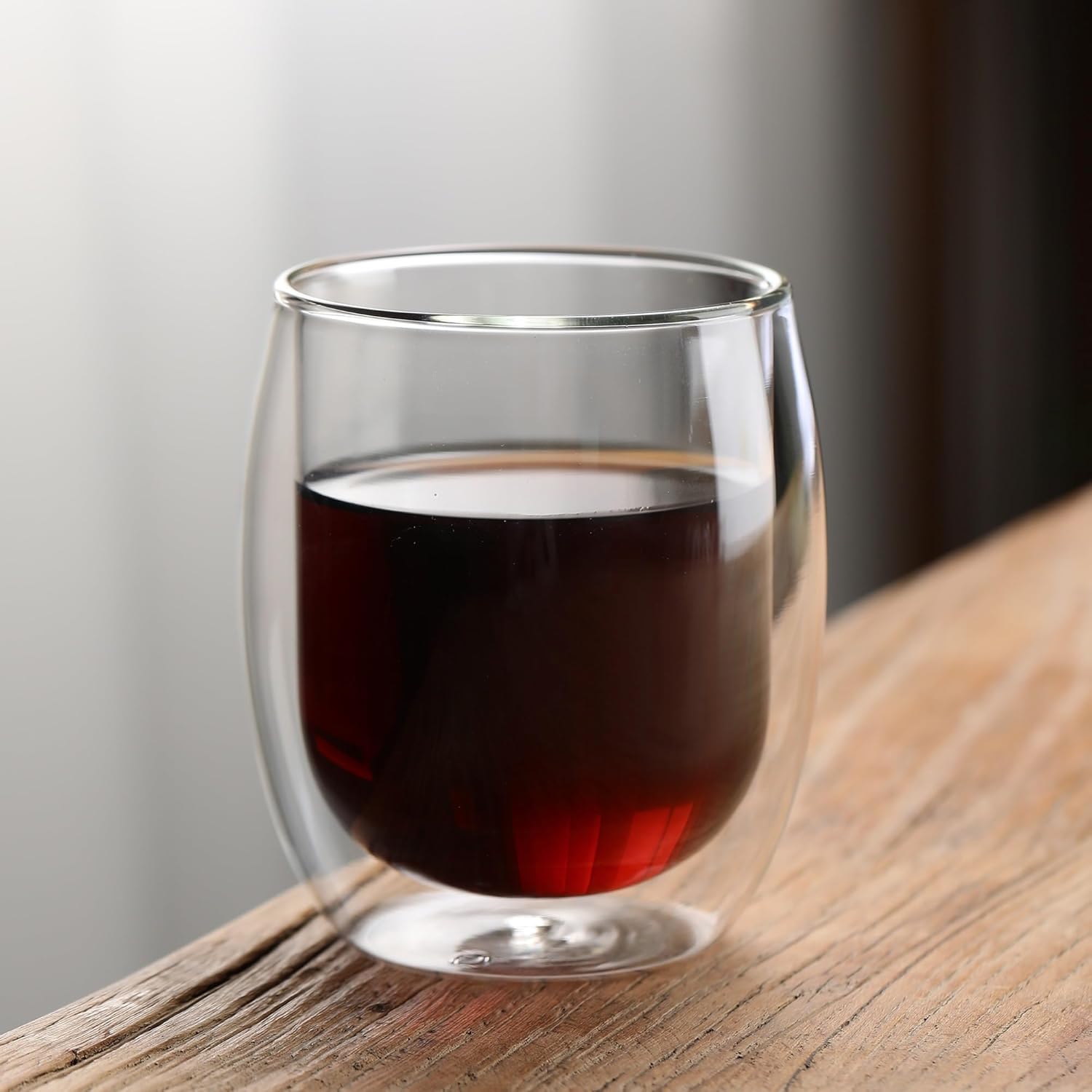 Juego de tazas de té de café de vidrio transparente, para café expreso, leche, cerveza, jugo, postre, doble capa, regalo para cumpleaños, 8.1 onzas,