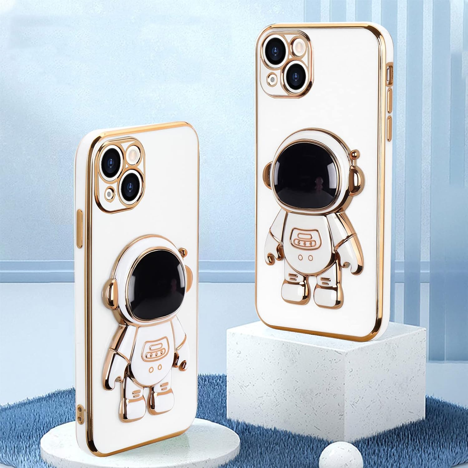 Pepmune Funda compatible con iPhone 13, diseño de soporte de astronauta en 3D, protección de cámara, a prueba de golpes, suave cubierta trasera para