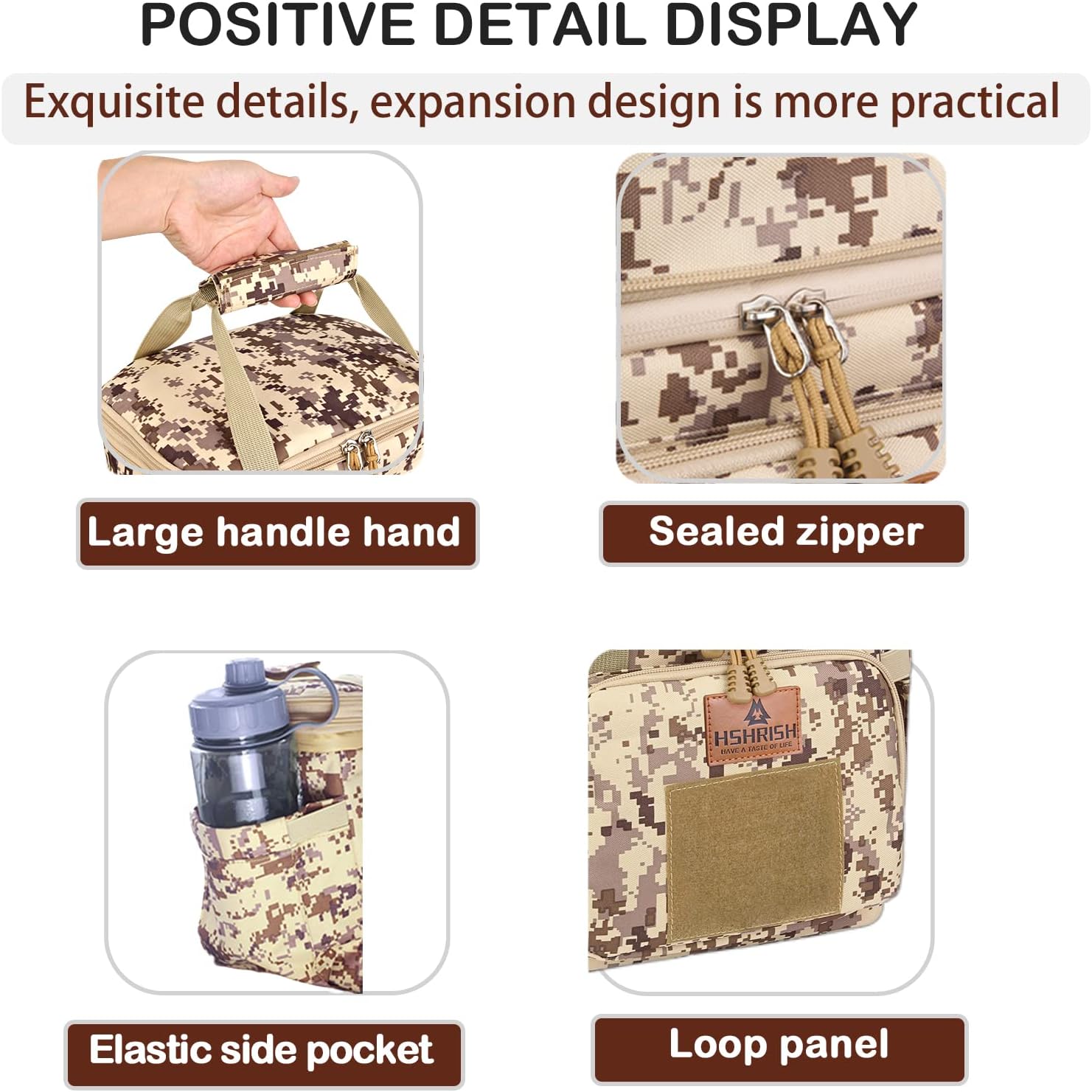 Lonchera táctica para hombres, gran bolsa de almuerzo con aislamiento expandible, duradera, impermeable, a prueba de fugas, para adultosviajes de