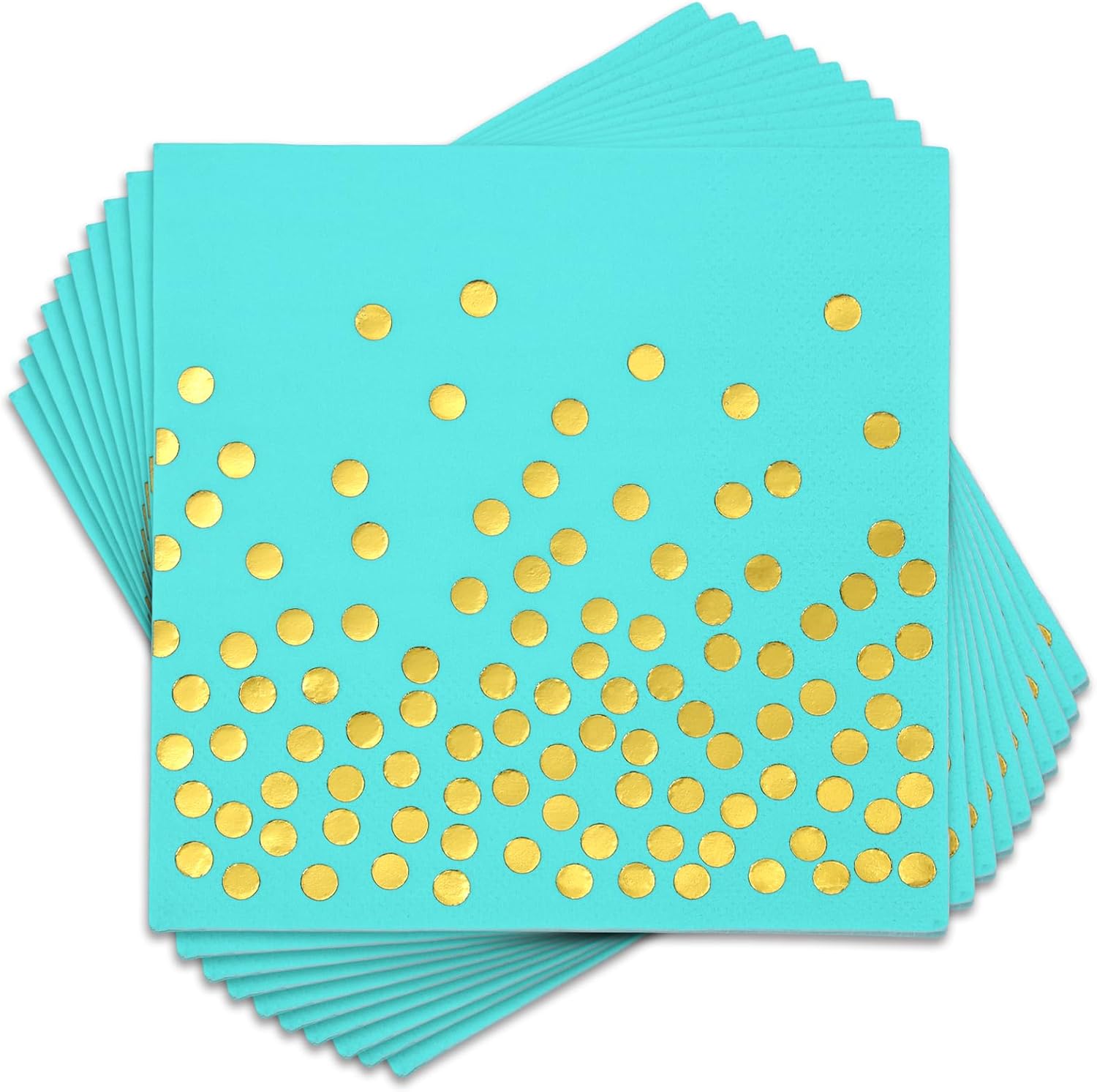 100 servilletas de cóctel desechables de color verde azulado  Servilletas de papel de 3 capas de punto verde azulado dorado turquesa servilletas