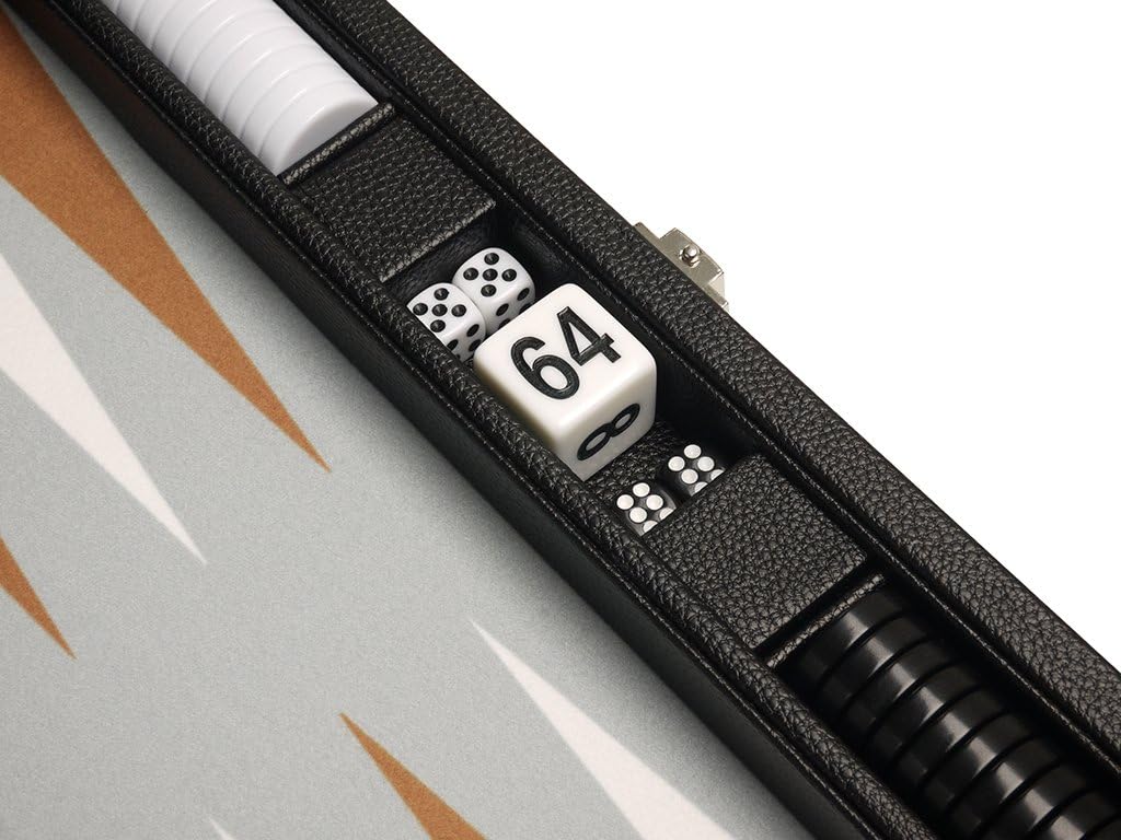 Juego de Backgammon Premium de 13 pulgadas, tamaño de viaje, pizarra negra, blanco y puntos de ron