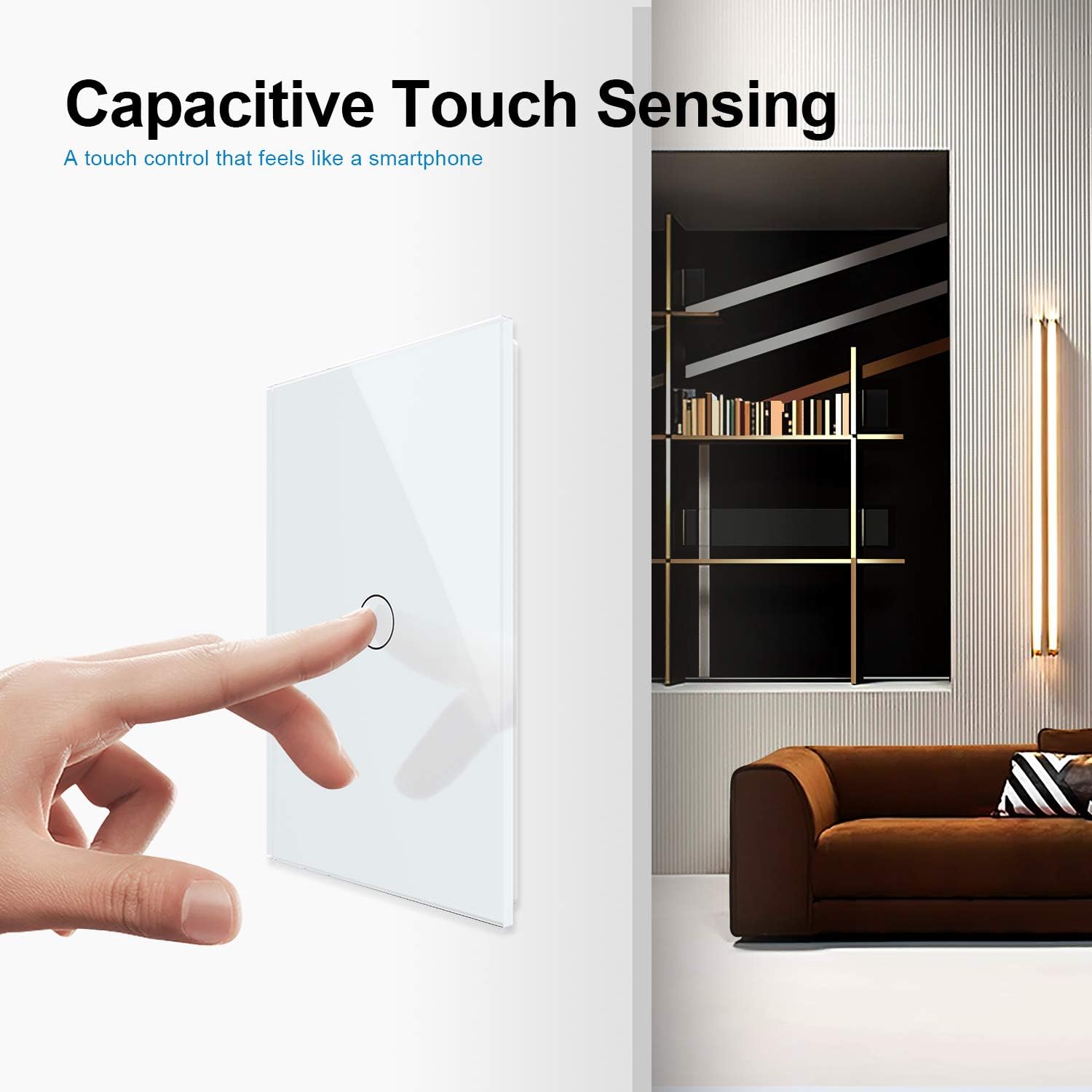 LIVOLO – Interruptor de luz (no neutral), con panel táctil de vidrio templado, luz indicadora, interruptor táctil moderno de pared