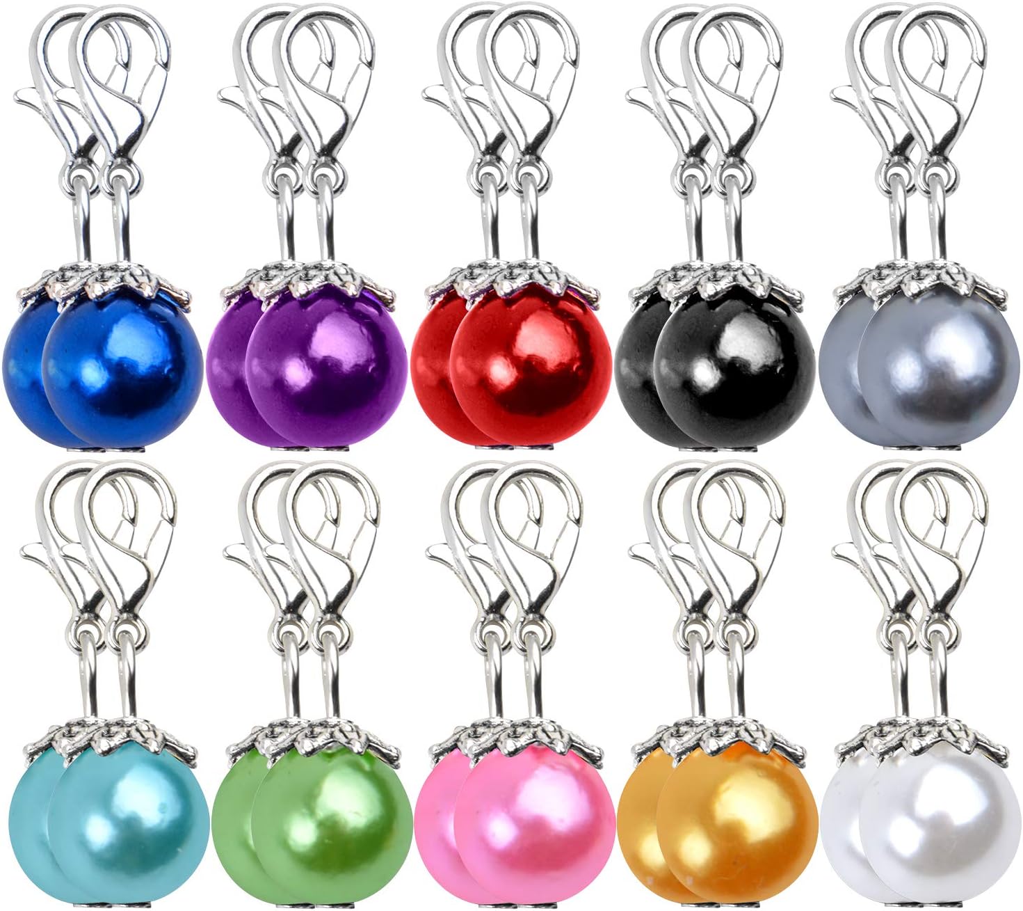 Aylifu Dijes de clip, 20 piezas de perlas coloridas colgantes colgantes con cierre de langosta, accesorio para hacer joyas, accesorios para