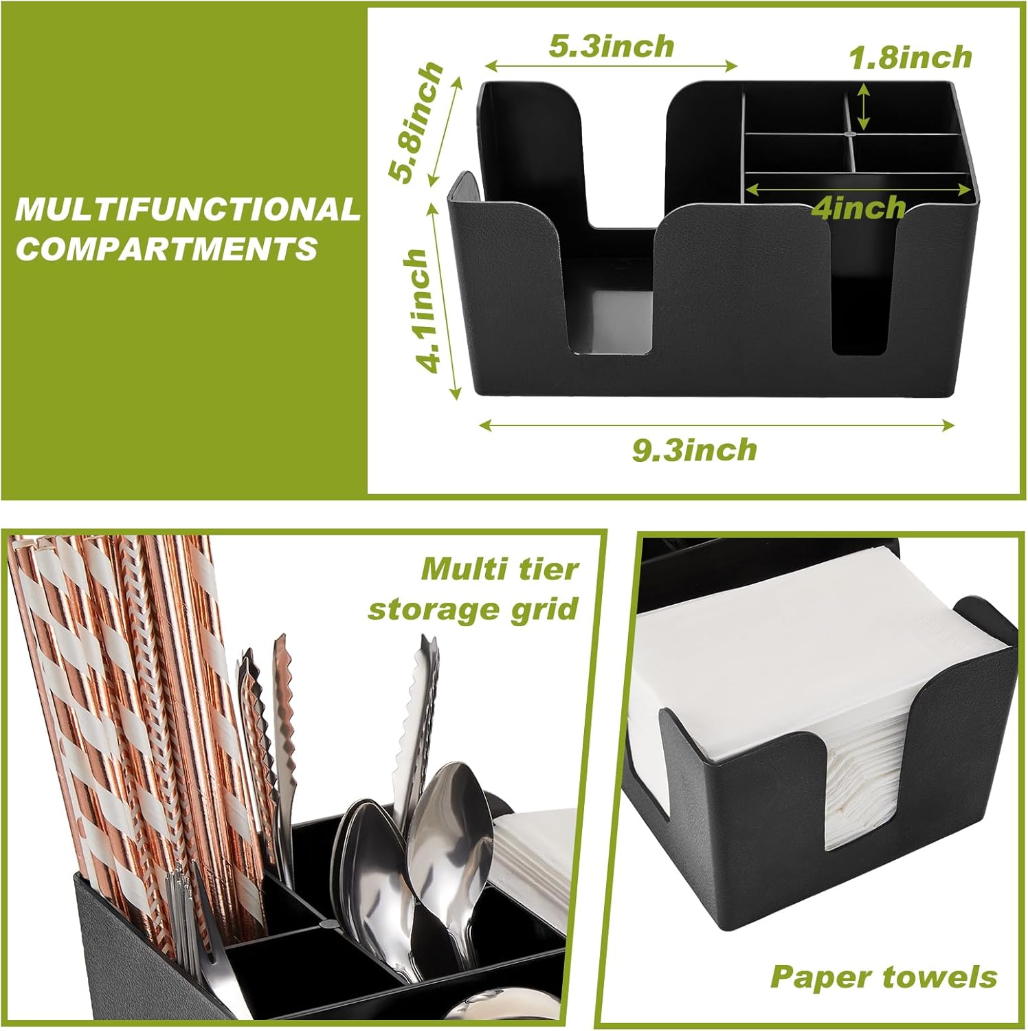 Nuanchu Contenedor de servir condimentos refrigerado por hielo, cuchara de acero inoxidable para hielo, 3 pinzas para servir, 3 tenedores de