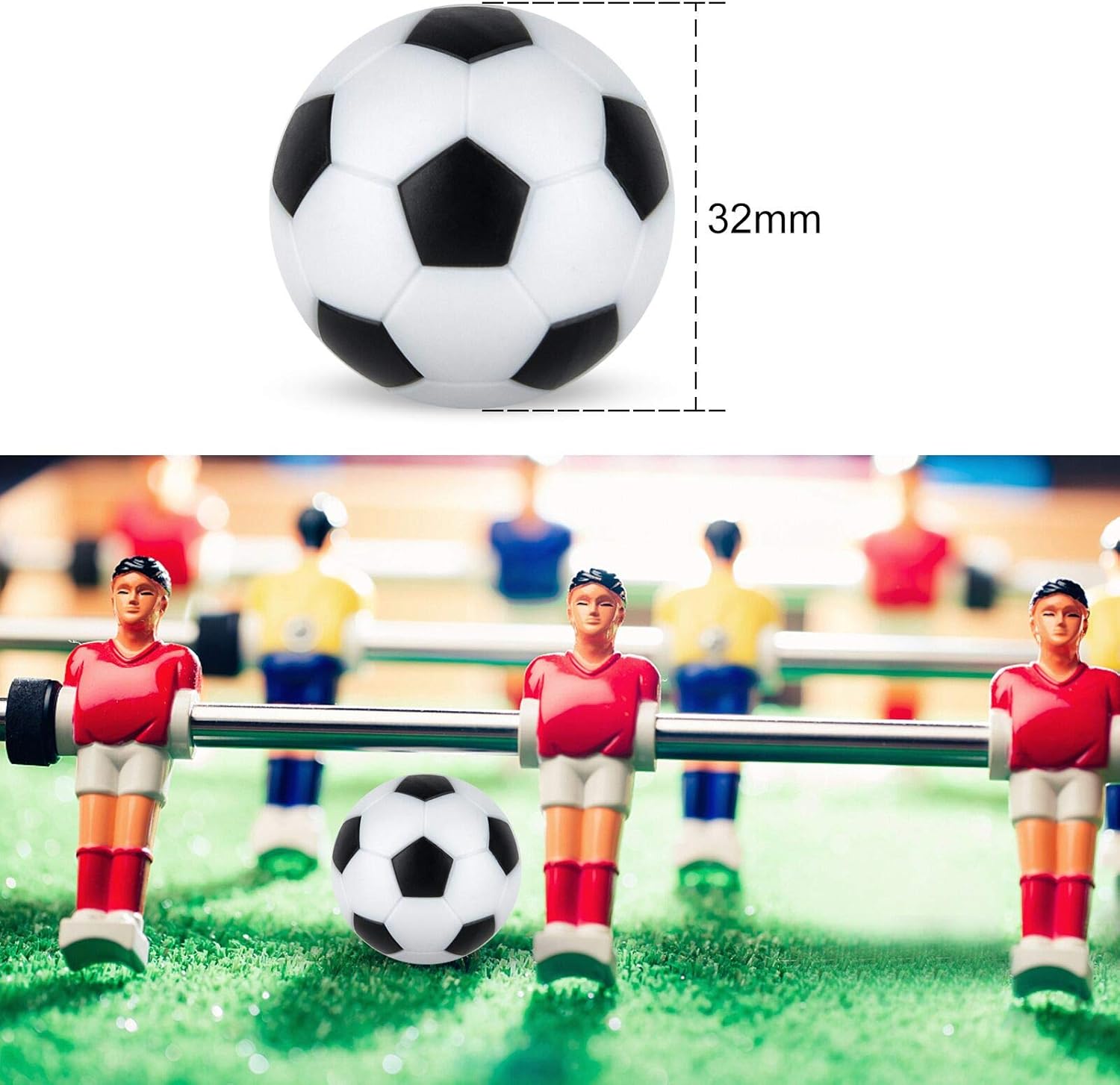 Coopay 12 bolas de fútbol de 1.260in, bolas de repuesto de fútbol de mesa, multicolor oficial de mesa con bolsa de cordón negro