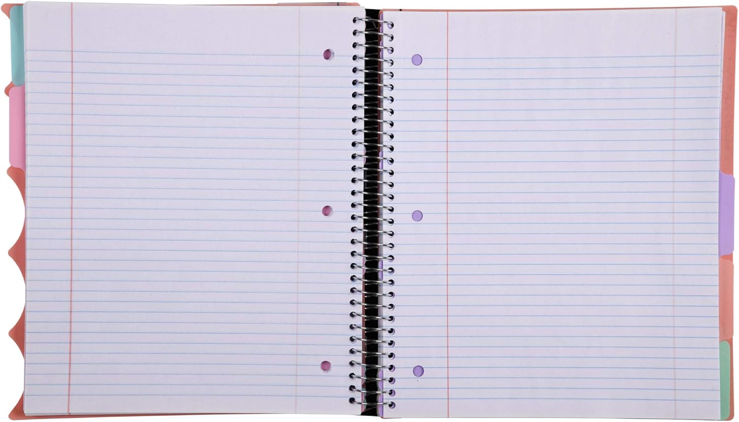 Mintra Office – Libreta espiral de alta calidad durable, espirales cubiertas de tela, sin enganches, a rayas universitarias, divisores de bolsillo
