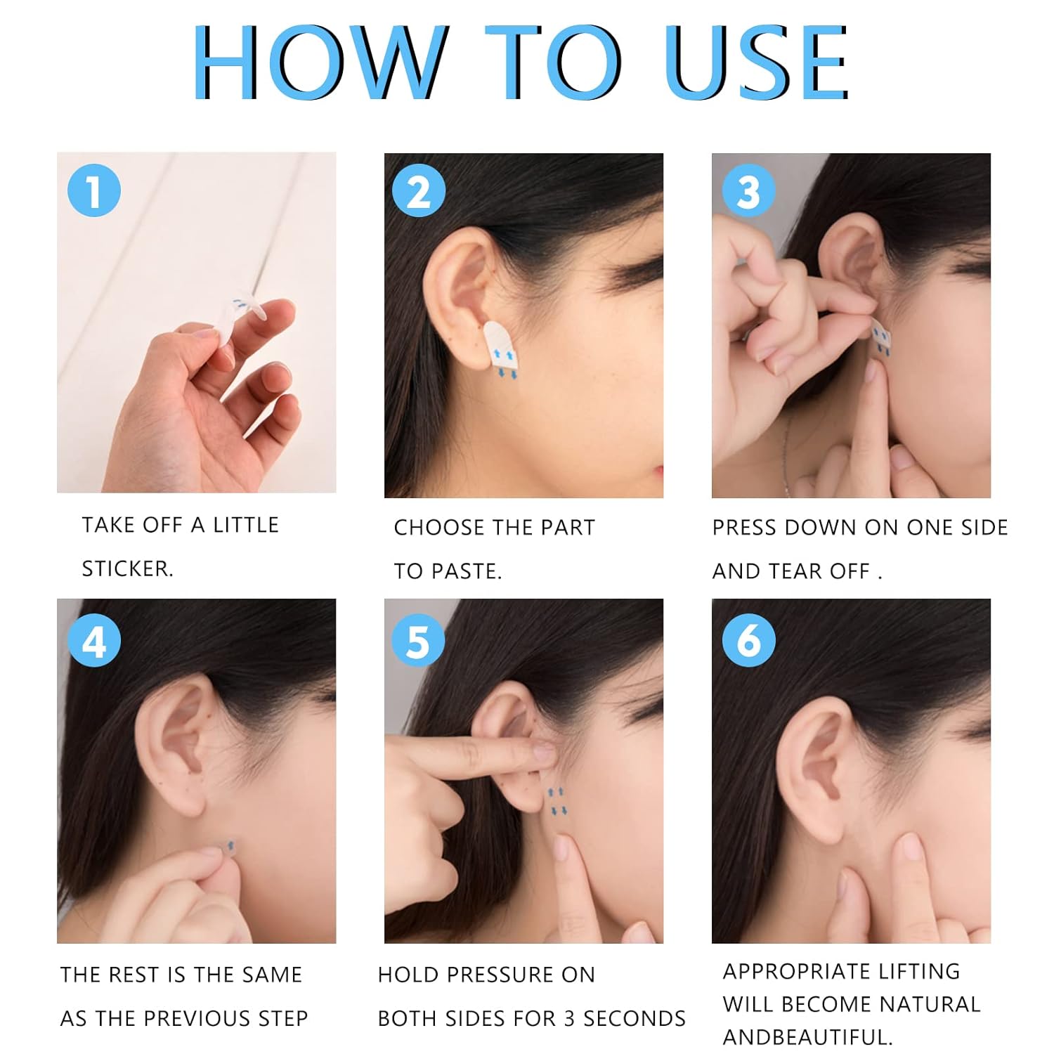 Cinta de estiramiento facial, 40 piezas de calcomanías de elevación para cara, calcomanías de levantamiento instantáneo de cara, invisibles,