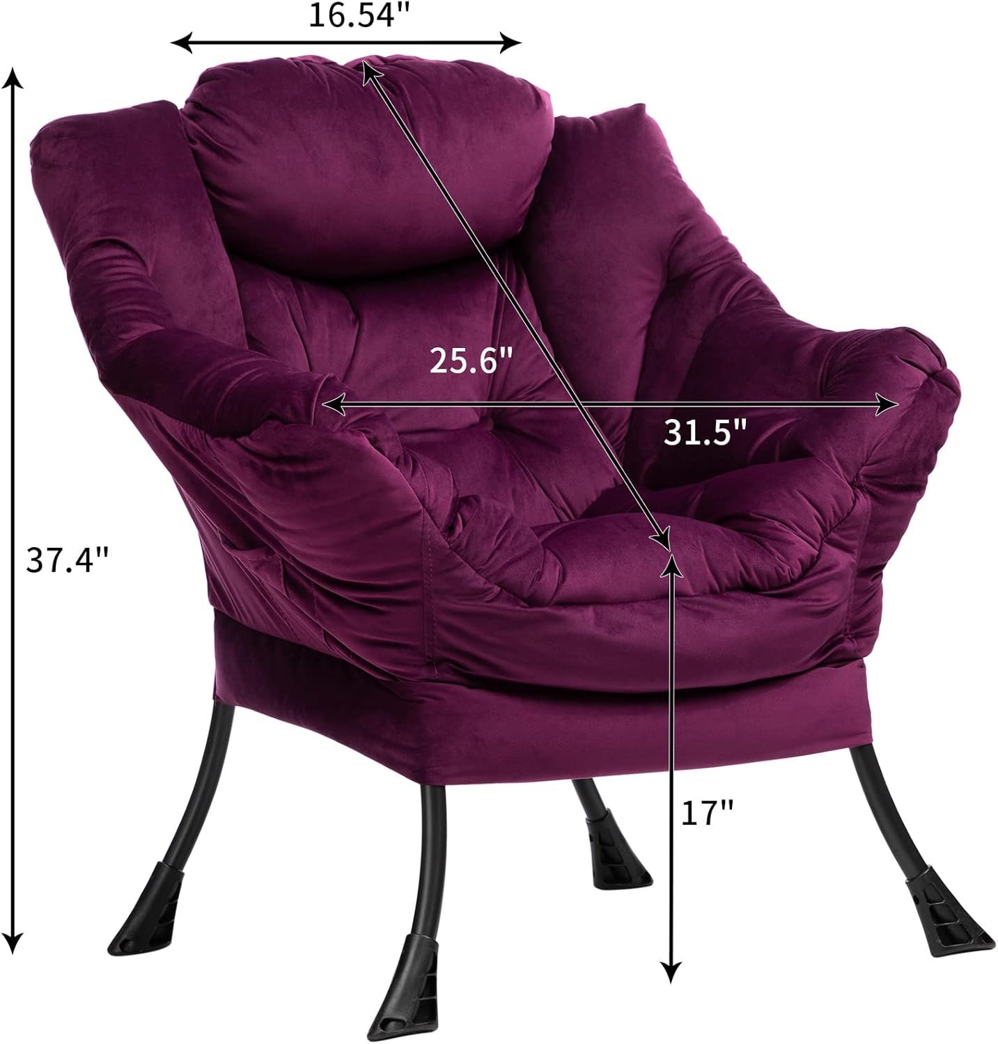HollyHOME Silla perezosa grande de tela, silla de lectura decorativa, acogedora silla de salón con reposabrazos, silla de sofá de ocio para sala de