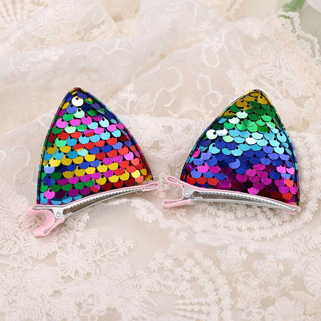 Haomye Pinzas para el pelo de orejas de gato, horquillas para el pelo de bebé, pasadores de lentejuelas para niños, accesorios para el cabello para