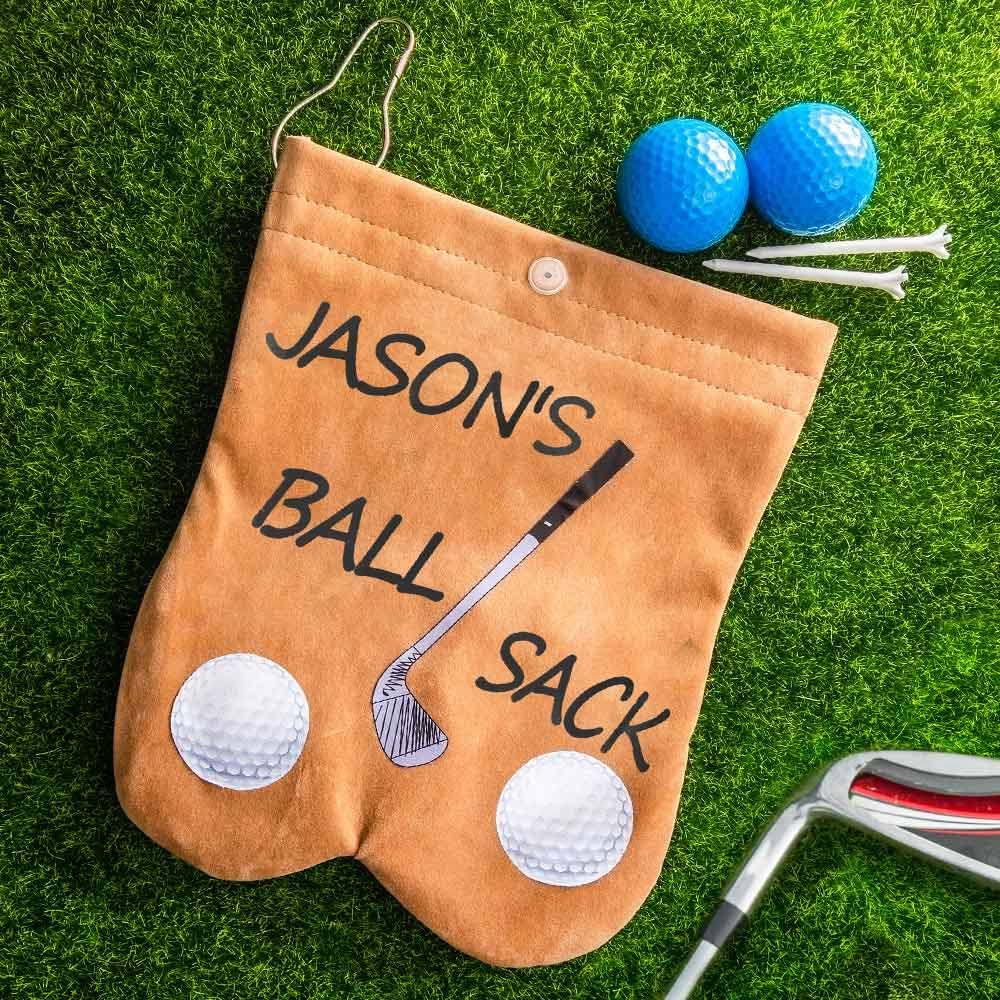 Bolsa de pelota de golf con nombre personalizado, bolsa divertida para pelotas de golf, regalos de golf para hombres, soporte portátil de franela