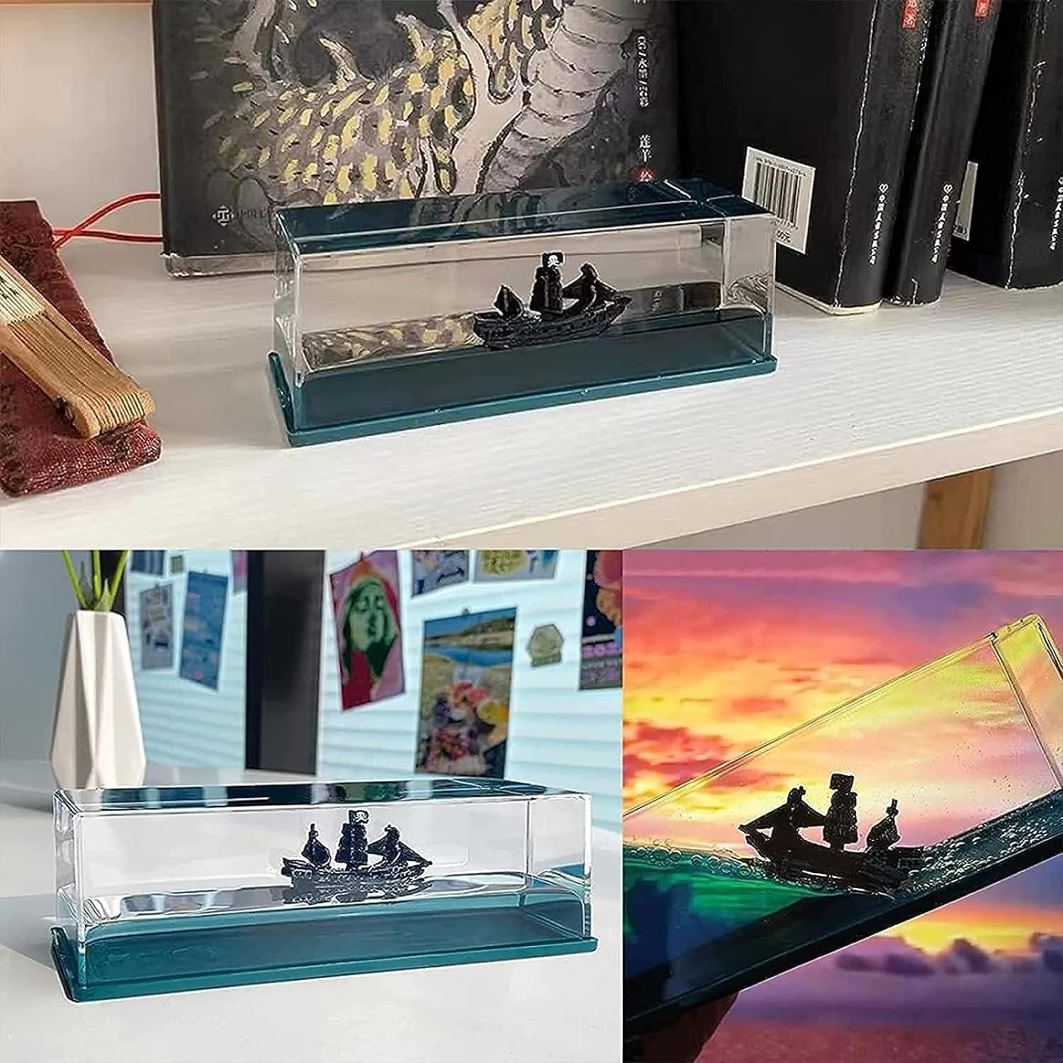 Aimery Botella de deriva fluida de crucero, barco insumergible en una caja, botella de deriva de líquido de crucero, juguete de crucero