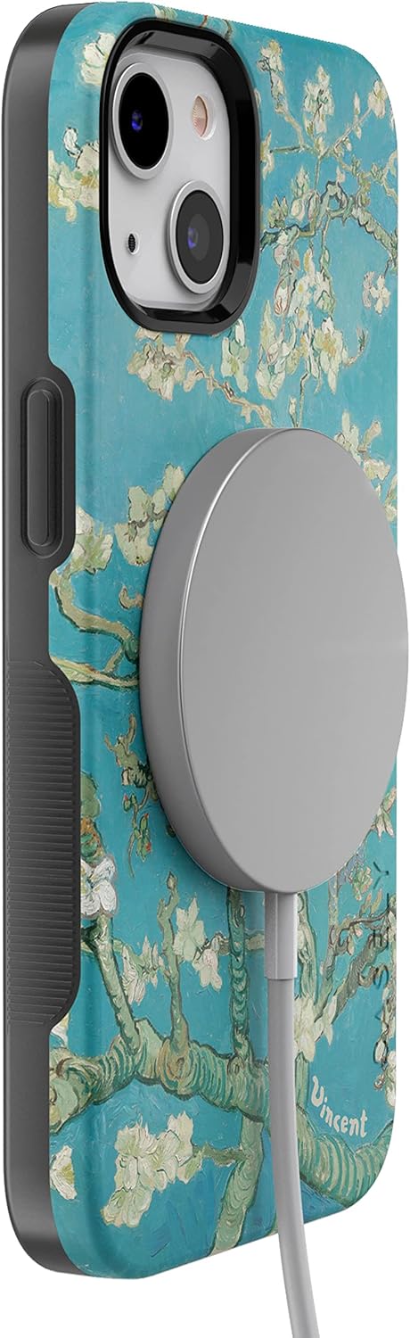 Casely Funda floral para iPhone 14  Blue Awakening  Van Gogh Almond Blossom  Compatible con MagSafe