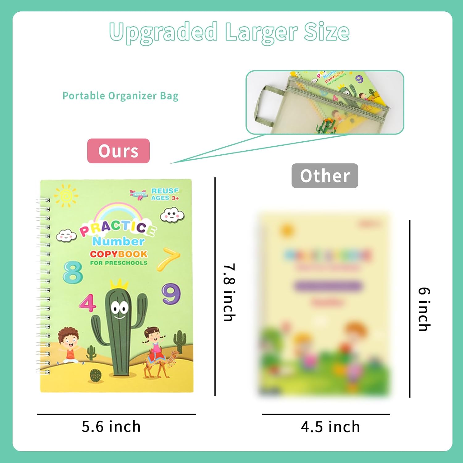 Kit de práctica de escritura ranurada prémium para niños, cuaderno de práctica mágica para niños para práctica de escritura, libros de caligrafía de