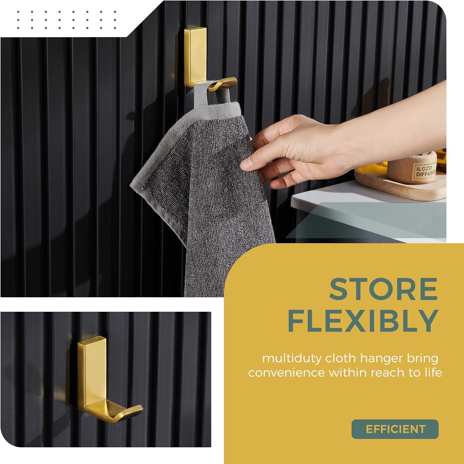 Gancho para bata de toalla, oro cepillado, soporte para toallas de mano de acero inoxidable 304, soporte de pared para colgar ropa de baño