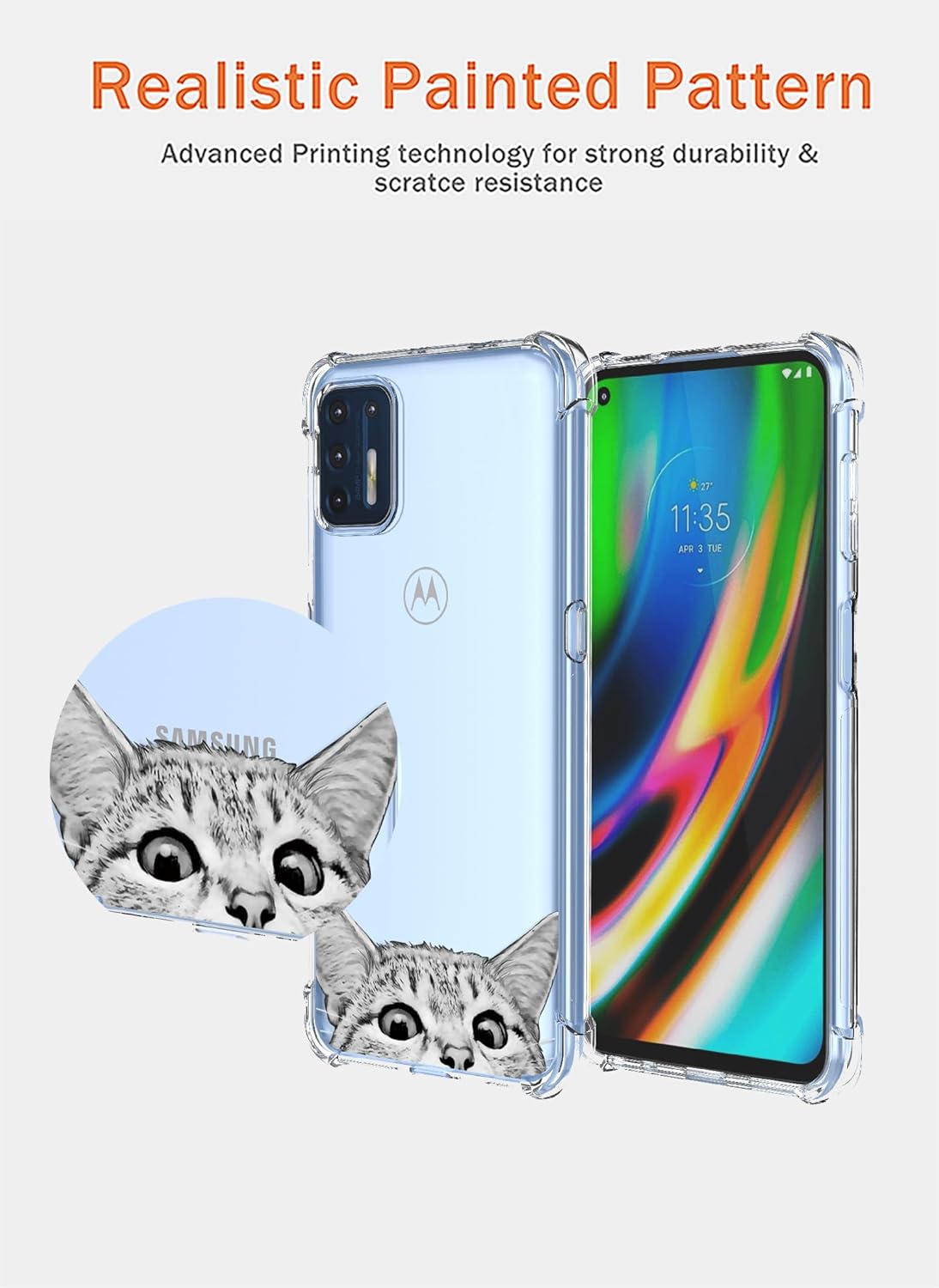 Funda transparente para Moto G Stylus 2021 con bonito diseño de gato de dibujos animados, TPU suave, a prueba de golpes, antiarañazos, funda