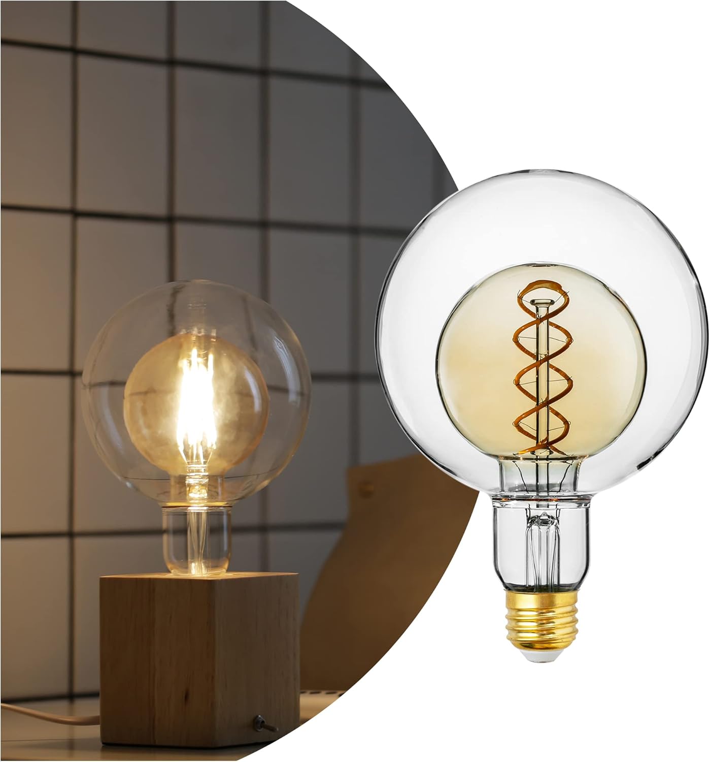 ALAMPEVER Bombillas LED de globo grandes, LED decorativas regulables con 6 W equivalentes a bombillas de 40 W, blanco suave de 2700 K, base E26, 300