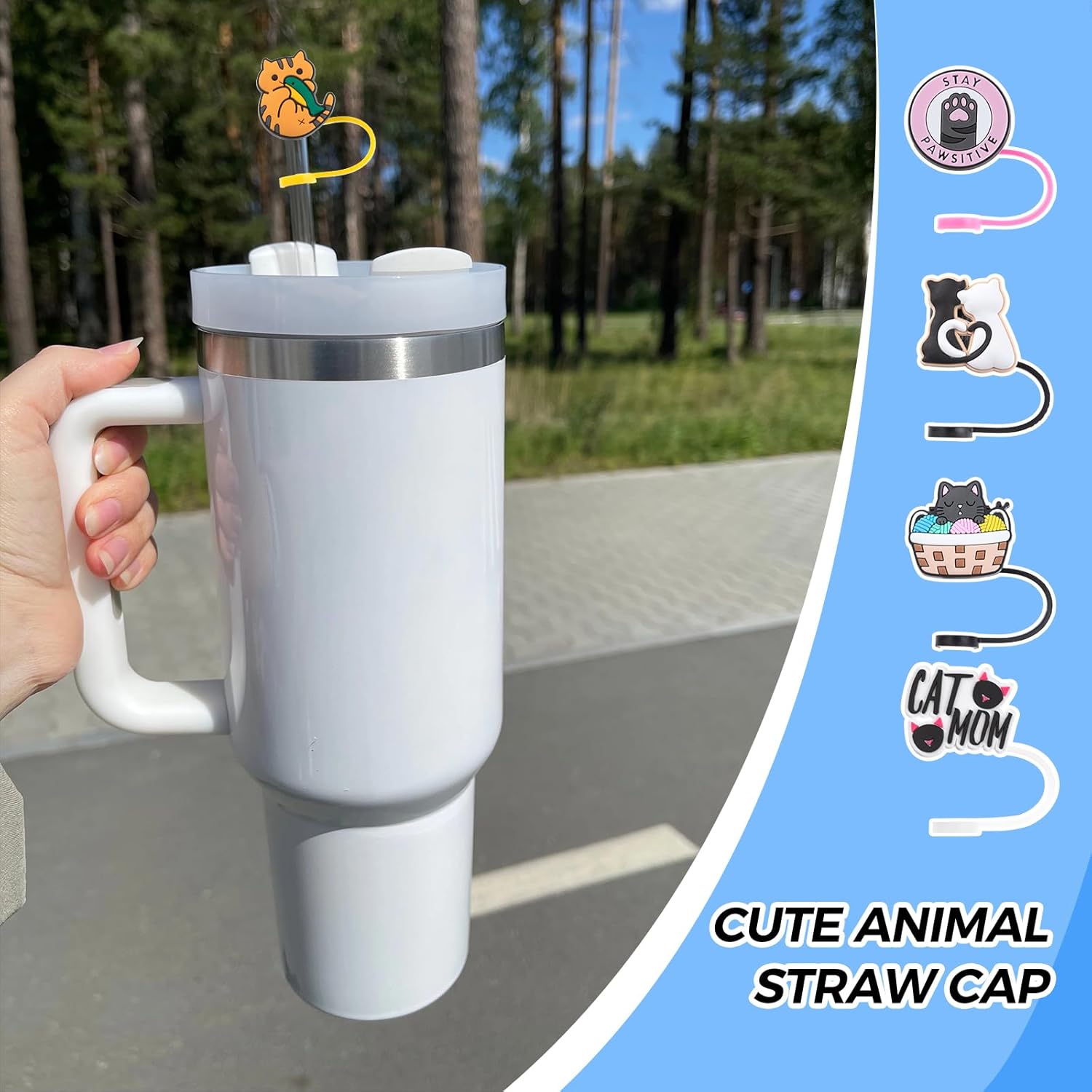 10 fundas de popote Stanley de 0.354-0.394 in, fundas de popote reutilizables para vasos Stanley de 3040 onzas, tapas de popote impermeables Stanley