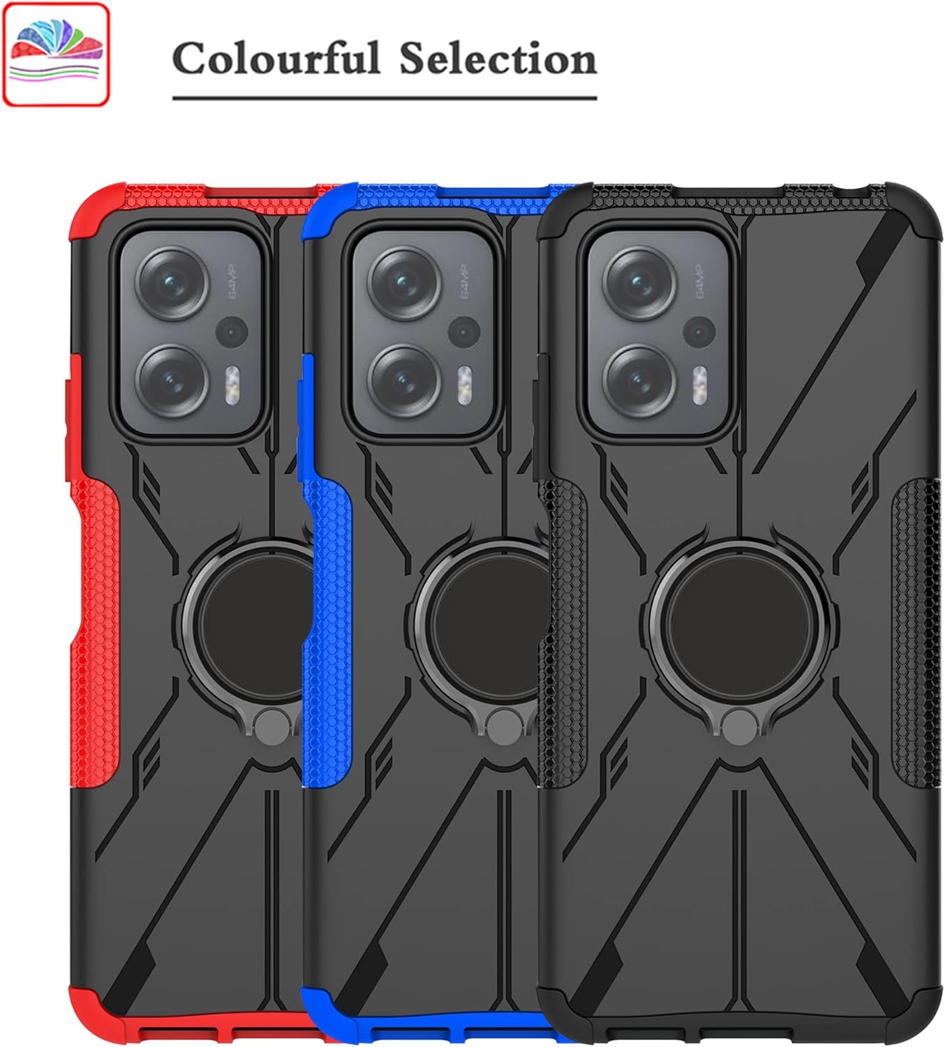 Funda compatible con Xiaomi Redmi Note 11T Pro, funda Poco X4 GT, soporte de anillo de rotación de 360 Kickstand de grado militar, funda a prueba de