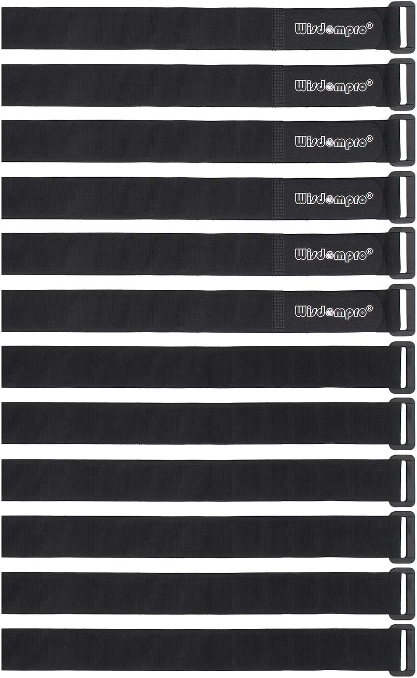 Wisdompro – Paquete de 12 correas de sujeción reutilizables con velcro de 1 x 18 pulgadas, reutilizables, duraderas y funcionales para mantener tu