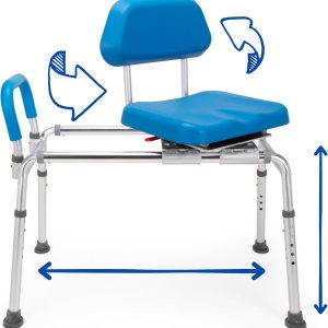 Silla de ducha deslizante con altura ajustable y mecanismo de bloqueo, asiento cómodo para agua, capacidad de peso de 330 libras Silla de ducha deslizante con altura ajustable y mecanismo de bloqueo, asiento cómodo para agua, capacidad de peso de 330 libras
