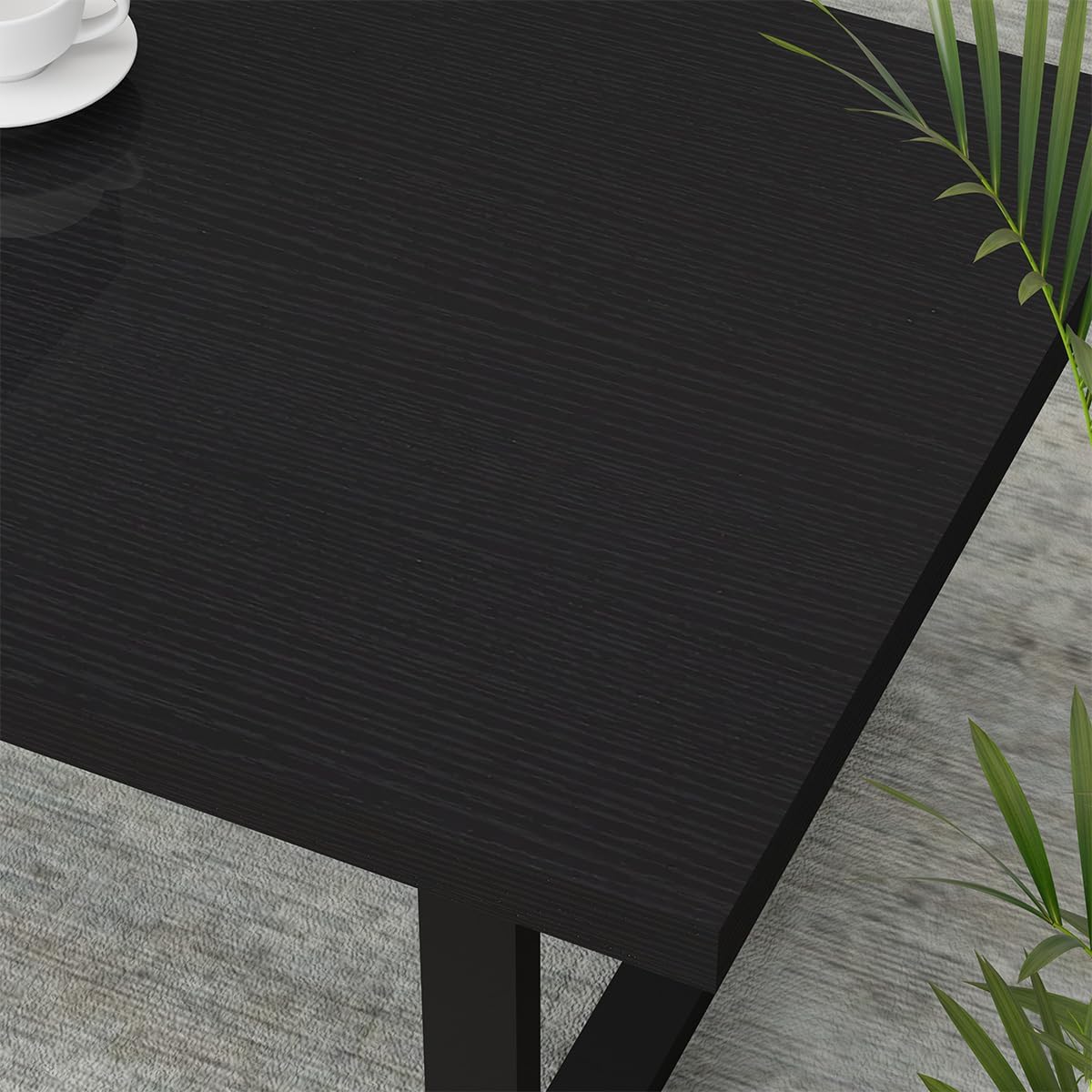 IBF Mesa auxiliar negra, mesa central de madera industrial minimalista, mesa rectangular moderna y sencilla para sala de estar, mesa de café de