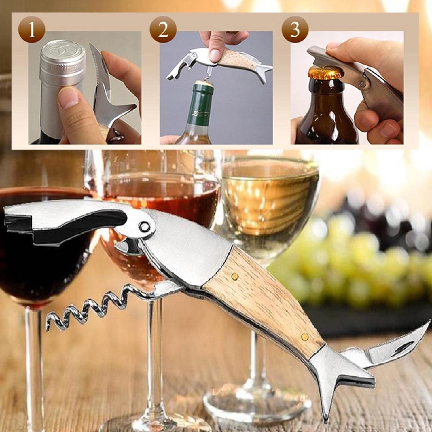 Abrebotellas en forma de pescado, abrebotellas montado en la pared, abrebotellas de acero inoxidable para botellas de cerveza y vino es utilizado