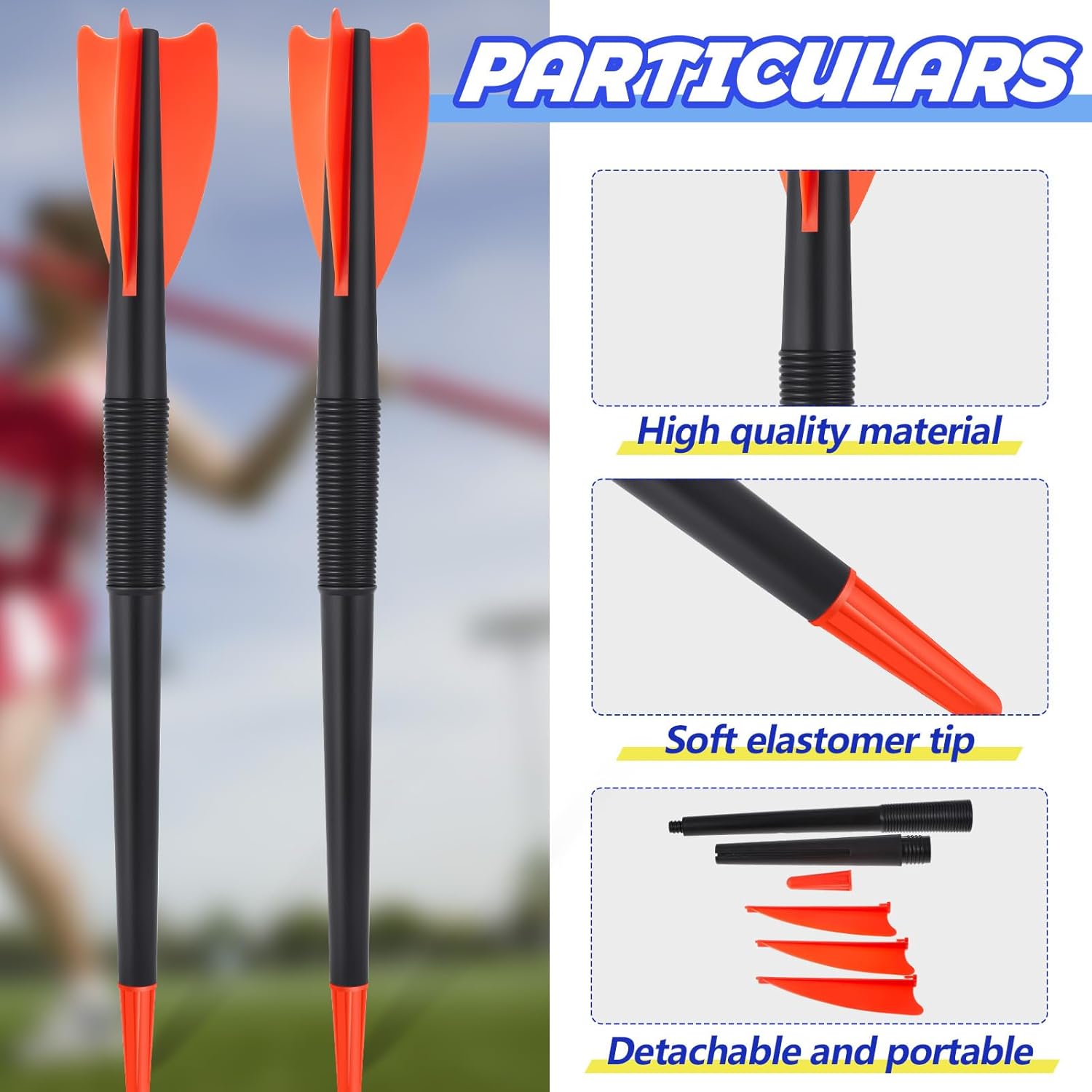 Wettarn 2 jabalinas de entrenamiento de 10.58 oz de jabalina de plástico suave para niños y adultos, competición escolar, práctica de lanzamiento,