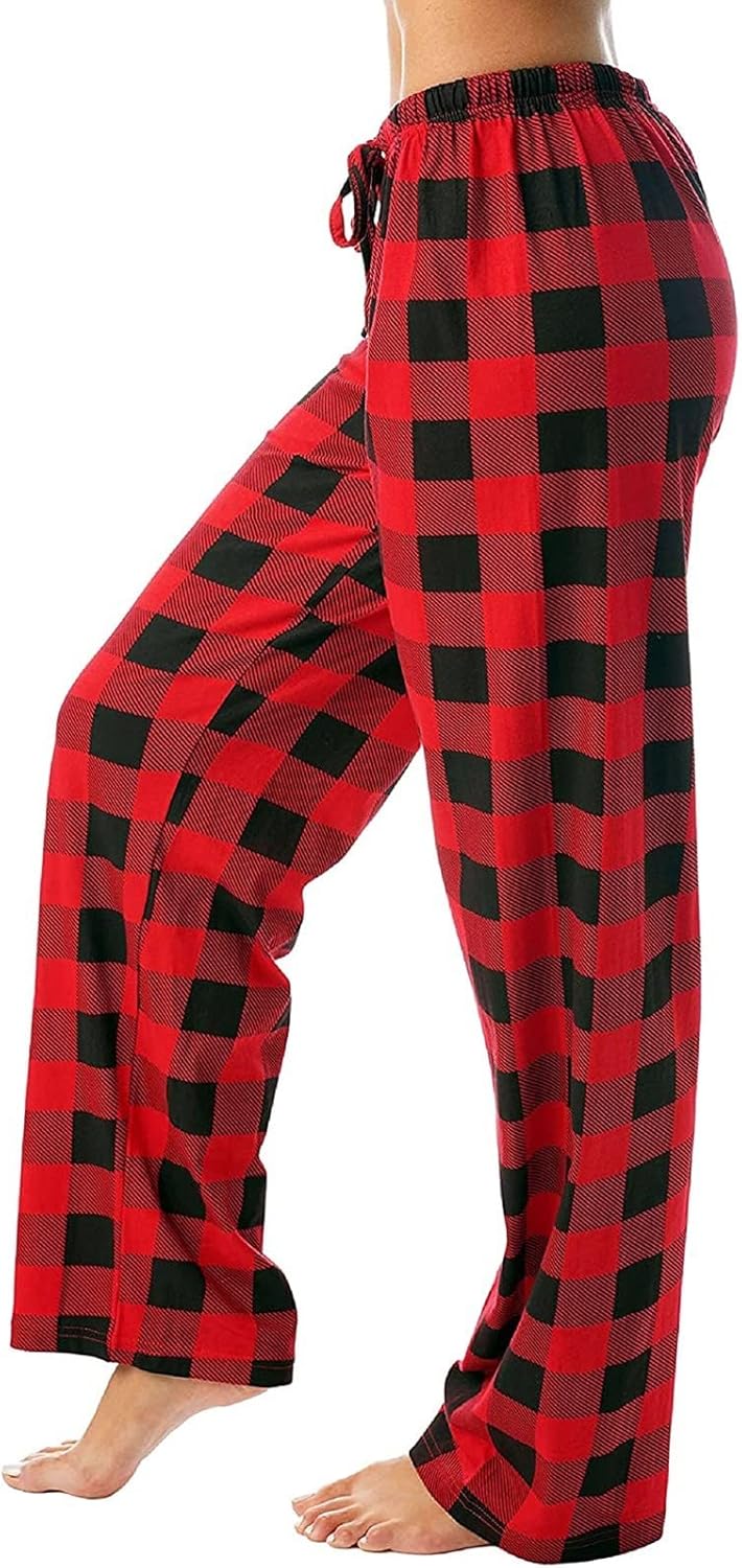 YUTANRAL Pantalones para mujer 2024, de cintura alta, de pierna ancha, pantalones de pijama cómodos con bolsillos