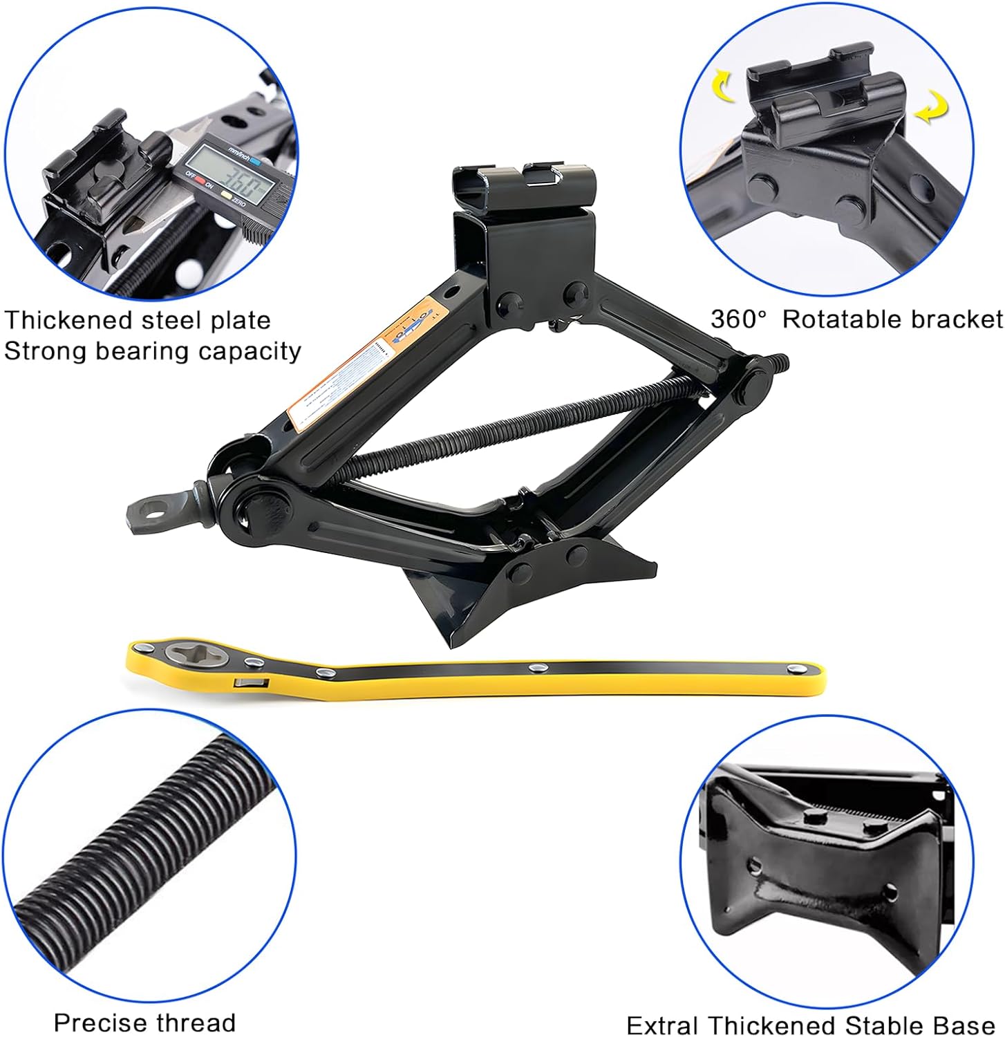 Gato de tijera para coche de 1 tonelada, kit de gato de coche resistente con llave de trinquete, kit de cambio de neumáticos para coche, SUV, MPV,