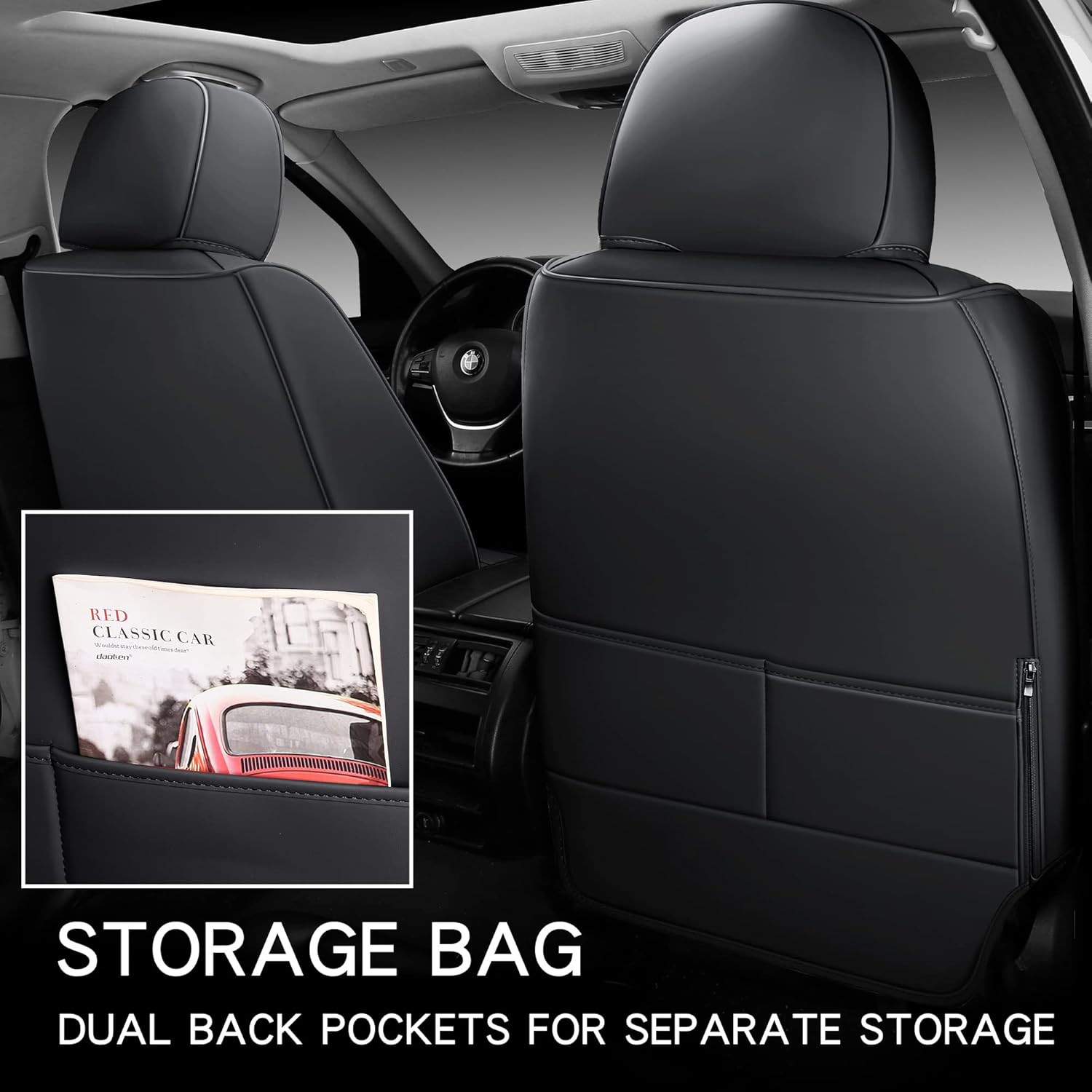 HAITOUR Fundas de cuero de cobertura completa para asiento delantero de automóvil, 1 par, ajuste universal para la mayoría de automóviles, sedanes,
