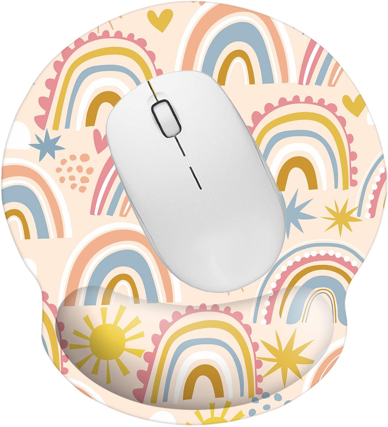 Alfombrilla de espuma viscoelástica para mouse con soporte de muñeca, cómoda alfombrilla acolchada de 9 x 10 pulgadas para mouse de escritorio