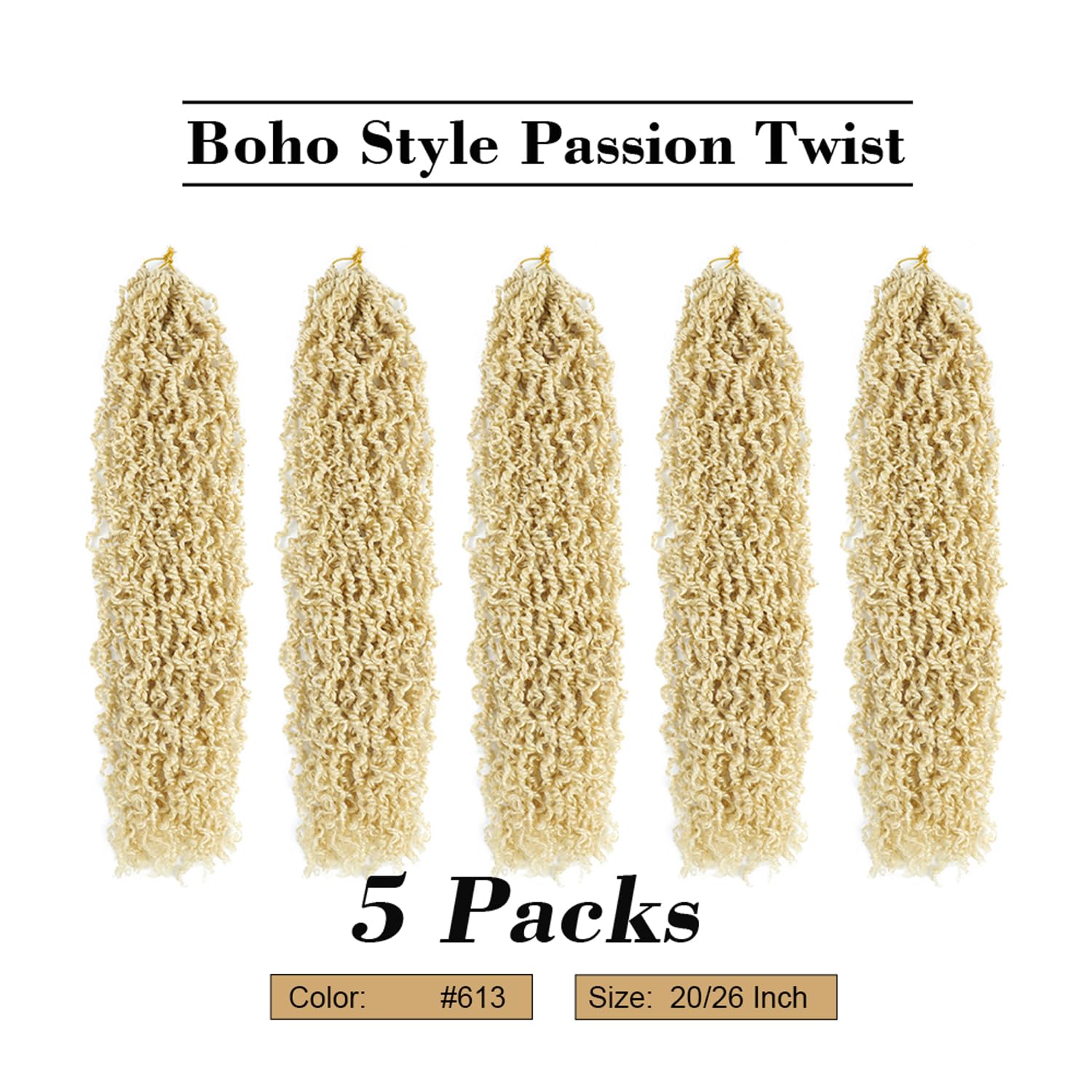 SOKU Pelo rubio de ganchillo mini Passion Twist de 20 pulgadas  5 paquetes de cabello de ganchillo senegalés pretrenzado 613 Majesty Twist Crochet