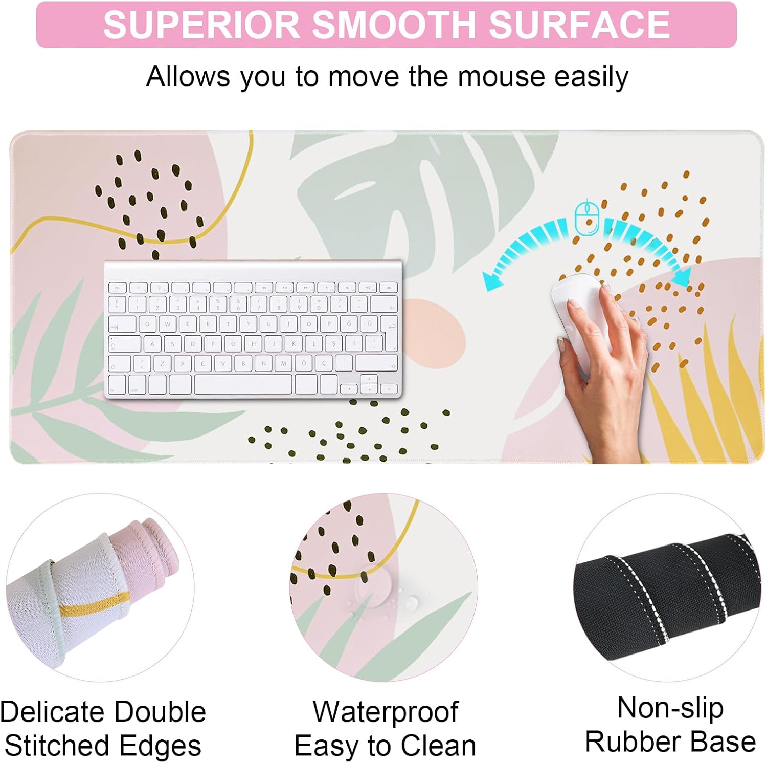 VAGAU Juego de alfombrillas para mouse y teclado, alfombrilla grande para mouse para juegos + reposamuñecas para teclado + soporte de muñeca +