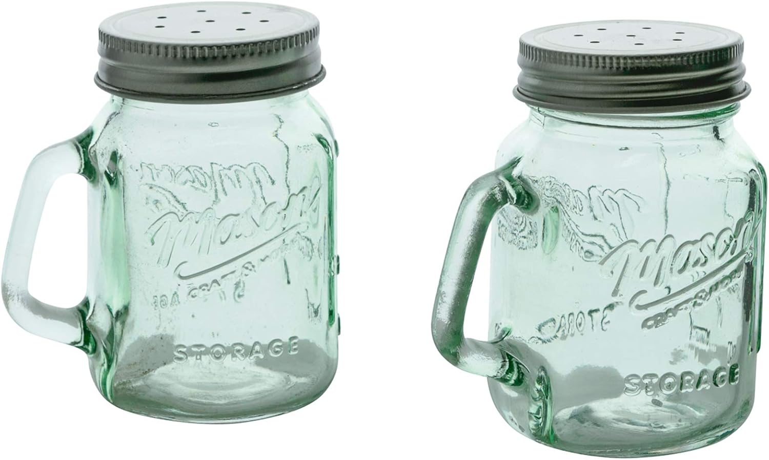 Mason Jar – Salero y pimentero – Vidrio transparente verde
