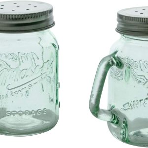 Mason Jar – Salero y pimentero – Vidrio transparente verde Mason Jar – Salero y pimentero – Vidrio transparente verde