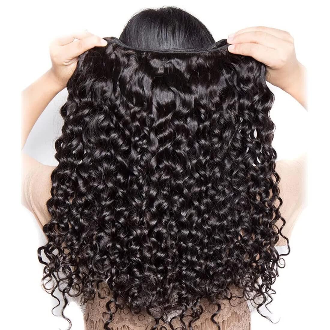 Releek Extensiones de cabello humano ondulado profundo, 3 paquetes de cabello humano ondulado brasileño ondulado de 18, 18, 18, 18 pulgadas, 100%