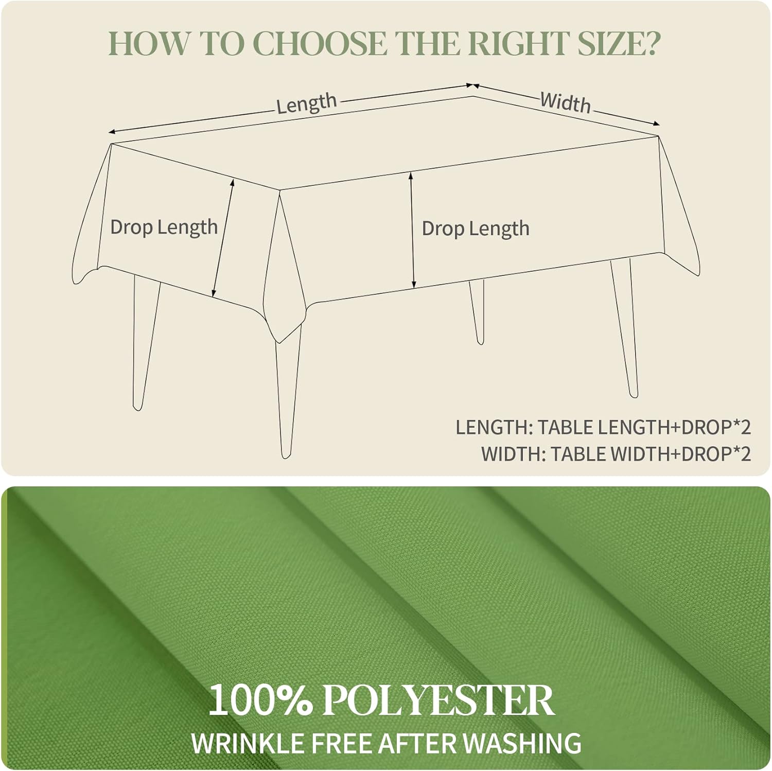 BYDOLL Mantel verde manzana de 54 x 54 pulgadas para mesas cuadradas de 4 pies, lavable al aire libre, libre de arrugas y derrames, mantel de