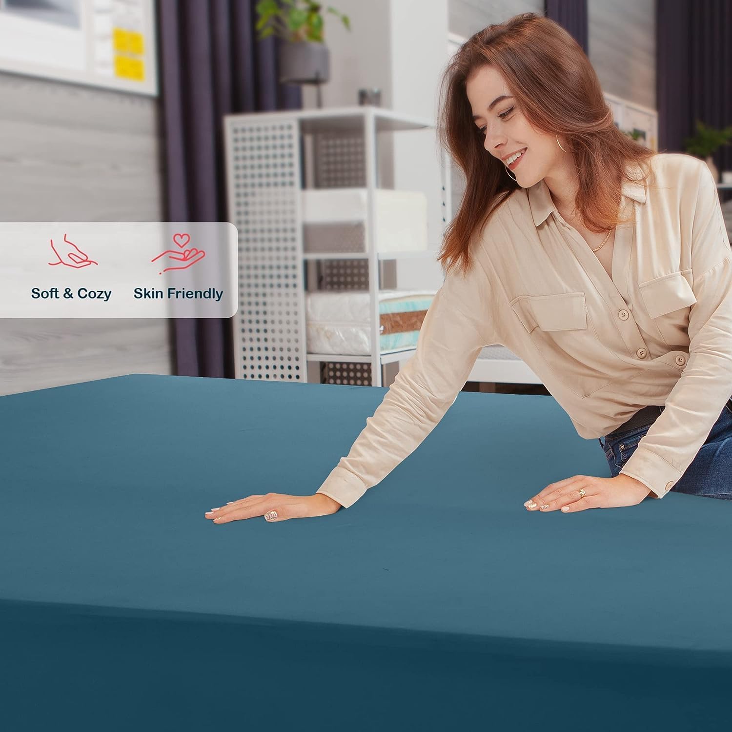 Lux Decor Collection – Sábana bajera de hasta 16 pulgadas de profundidad, sábana bajera de microfibra cepillada ultrasuave, resistente a las