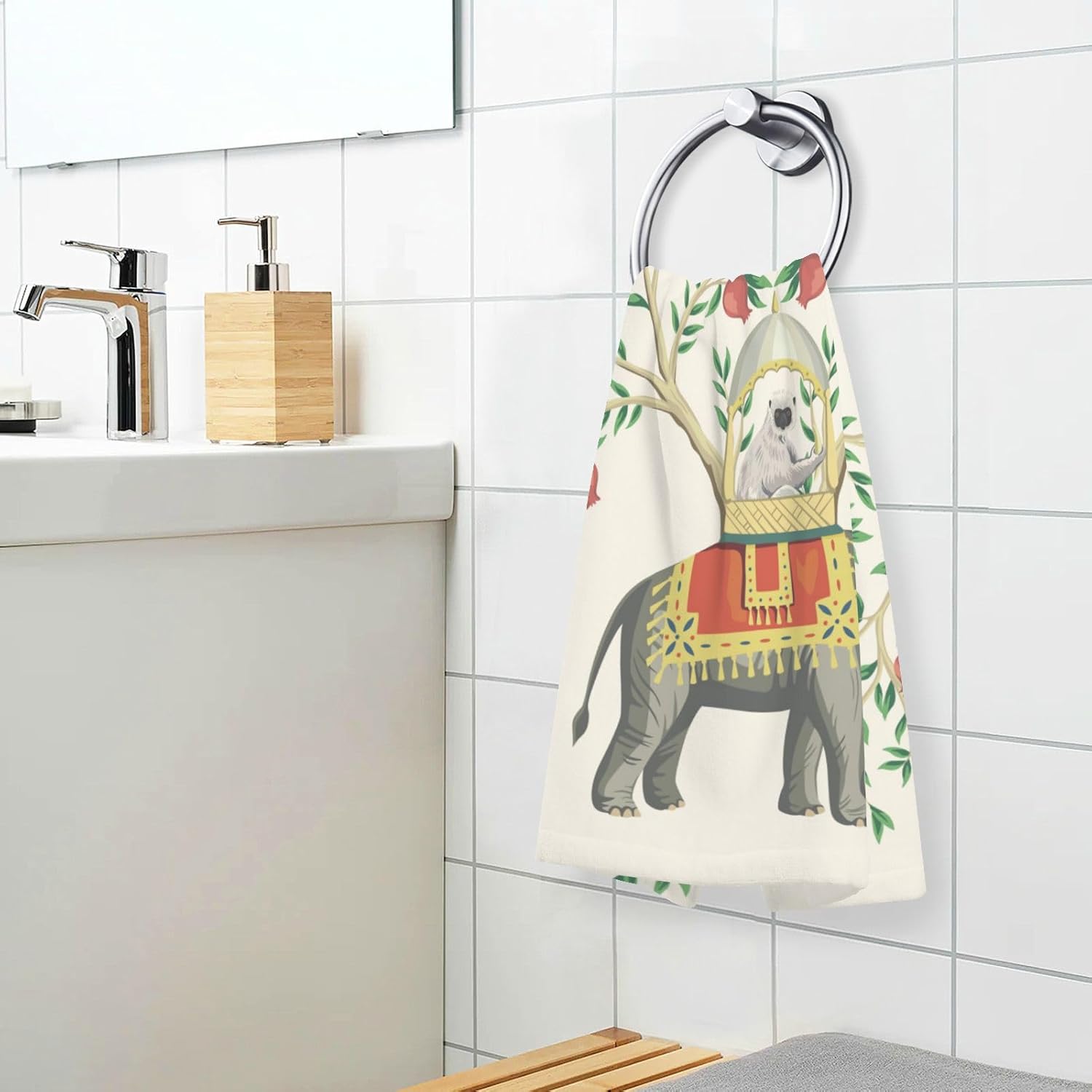 susiyo Chinoiserie Elephant – Toallas de mano de 100 % algodón para baño, 16 x 28 pulgadas