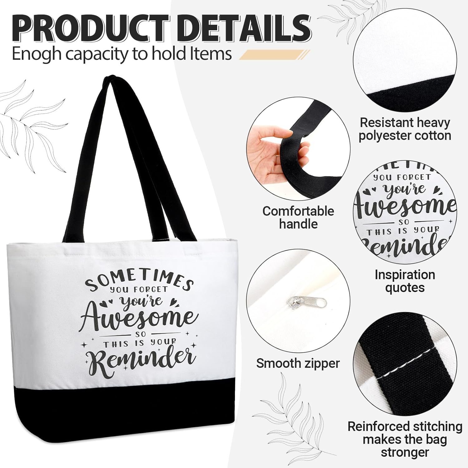 32 piezas inspiradoras bolsa de lona con cremallera reutilizable motivacional bolsa de maquillaje conjunto para mujeres, amigas compañeras de trabajo