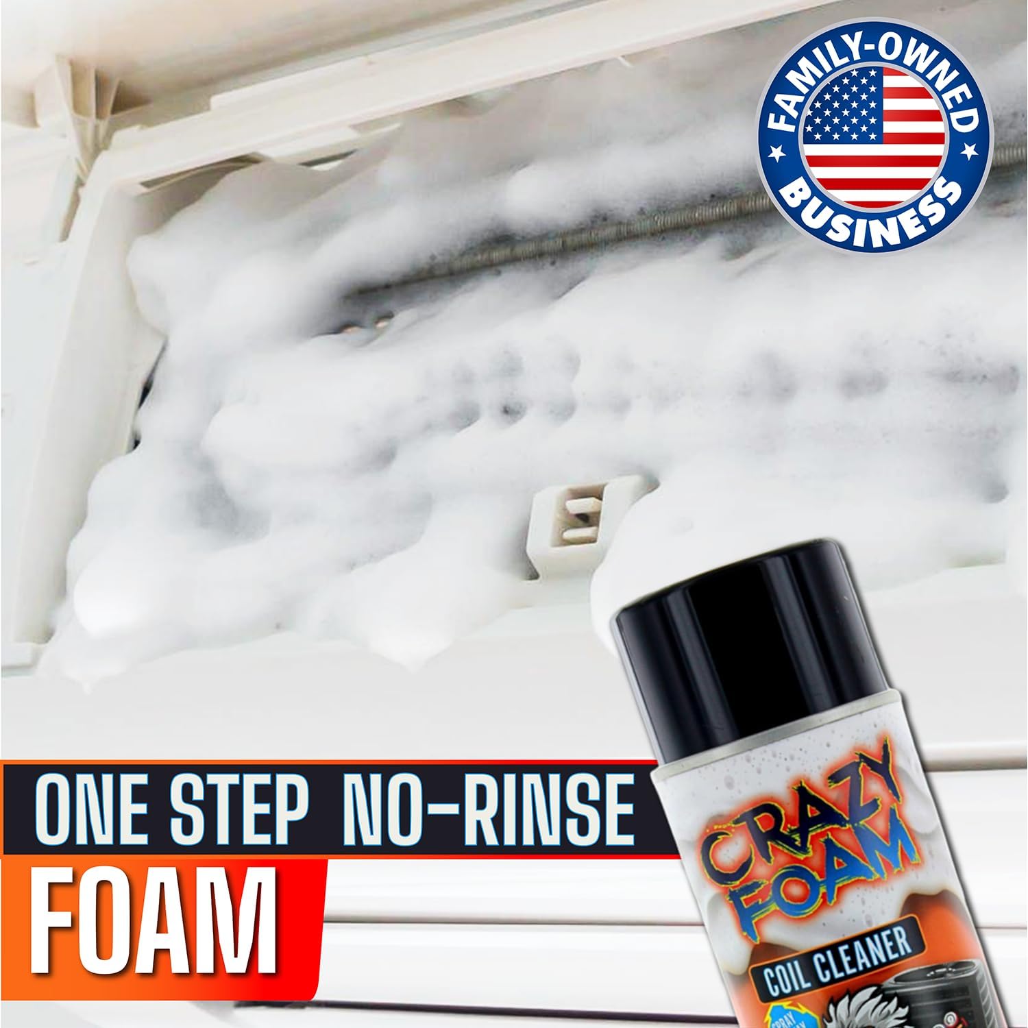 Crazy Foam – Limpiador de bobina de CA para unidad de CA, limpiador de bobina de condensador HVAC, evaporador, sin enjuague ni enjuague con agua,