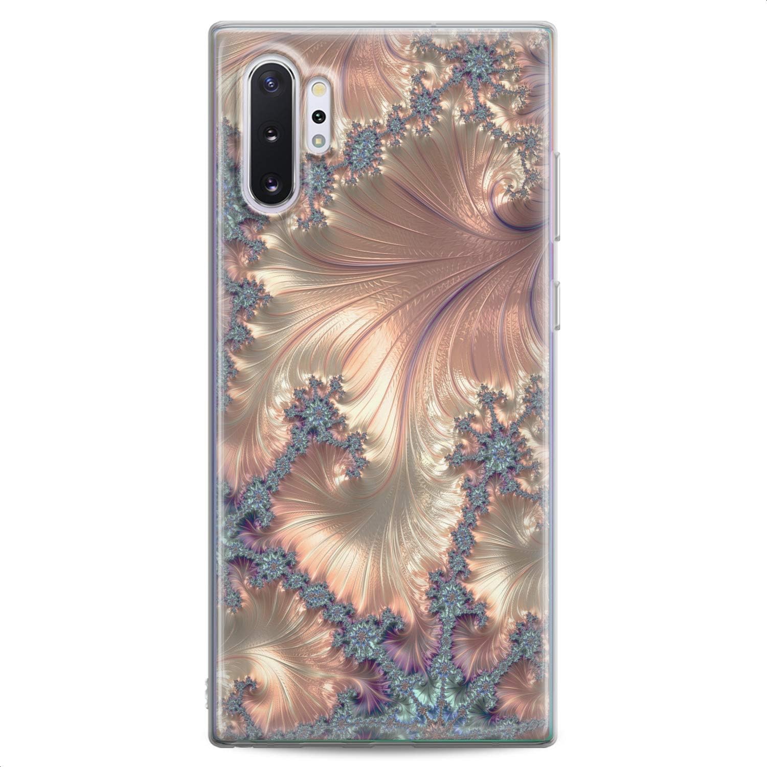 Cavka Funda compatible con Samsung S24 S23 S22 Plus S21 FE Ultra S20+ S10 Note 20 S10e S9 Cute Art Fractals Golden Clear Phone Awesome Pattern