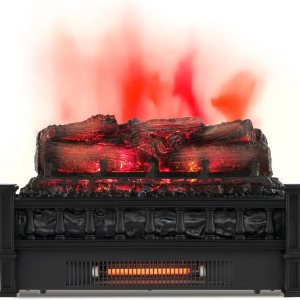 ORALNER Juego de troncos de chimenea eléctrica de 20 pulgadas, calentador de leña de cuarzo infrarrojo para chimeneas existentes, troncos de madera ORALNER Juego de troncos de chimenea eléctrica de 20 pulgadas, calentador de leña de cuarzo infrarrojo para chimeneas existentes, troncos de madera